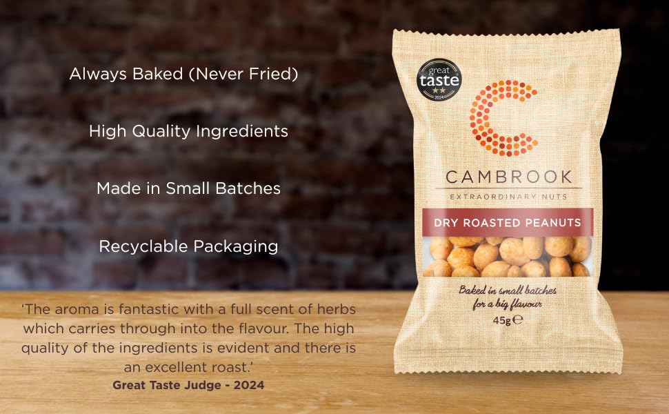 Cambrook Dry Roasted Peanuts - Herb & Spice Seasoned | 45g Bag | Vegan & Gluten Free