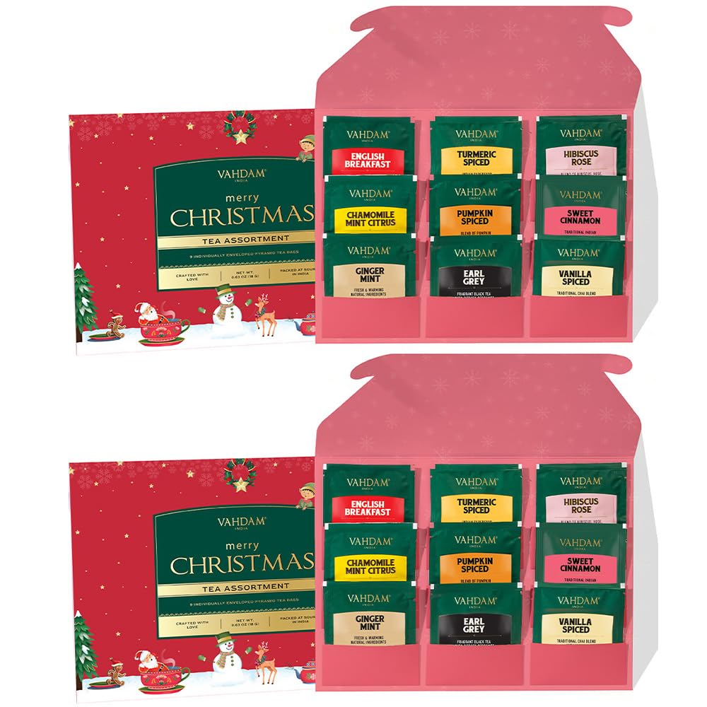 VAHDAM Merry Christmas Tea Gift Set - Limited Edition 9 Assorted Tea Bags 8