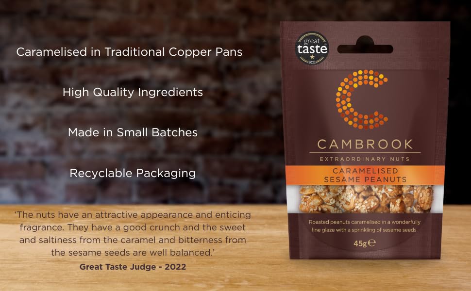 Cambrook Caramelised Sesame Peanuts - Roasted & Glazed | 45g Bag 2