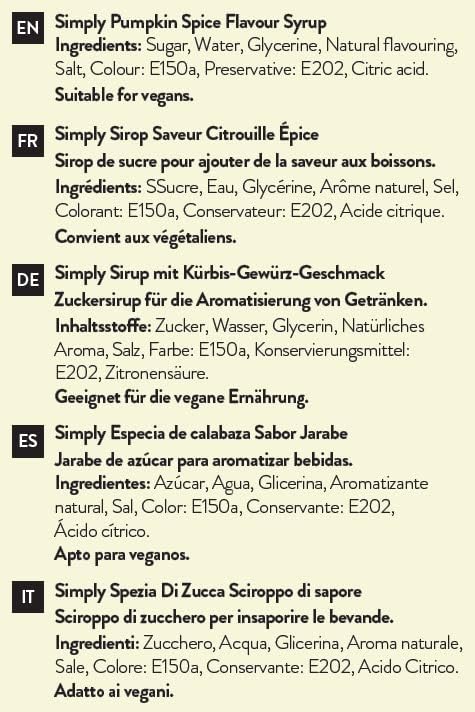 Simply Pumpkin Spice Syrup - Vegan & Nut Free Flavoured Syrup for Coffee, Cocktails, Baking 1L 3