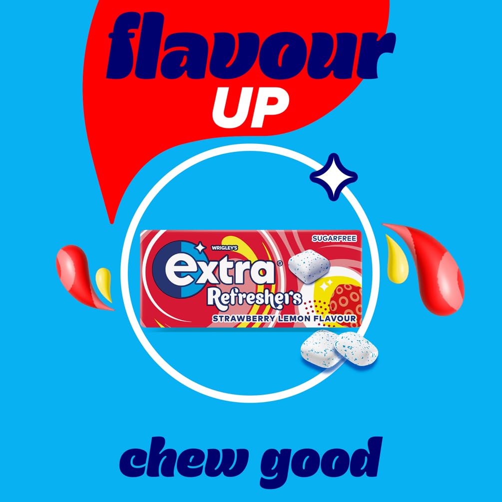 Extra - Refreshers Sugar Free Chewing Gum, Strawberry Lemon Flavour, 16 Packs (112 Pieces) 7