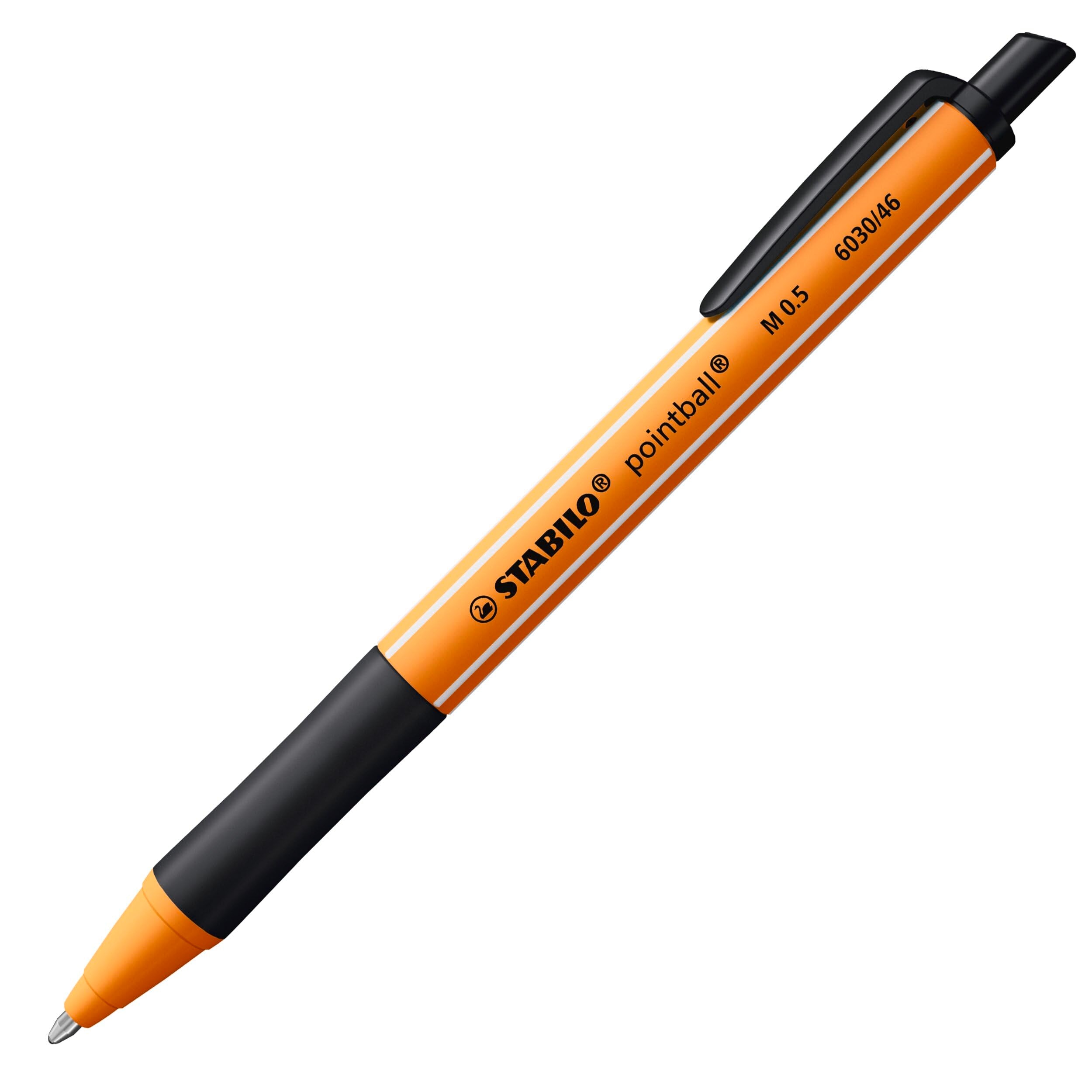 STABILO pointball Retractable Ballpoint Pens - 0.5mm Line Width, Pack of 10 Black Ink