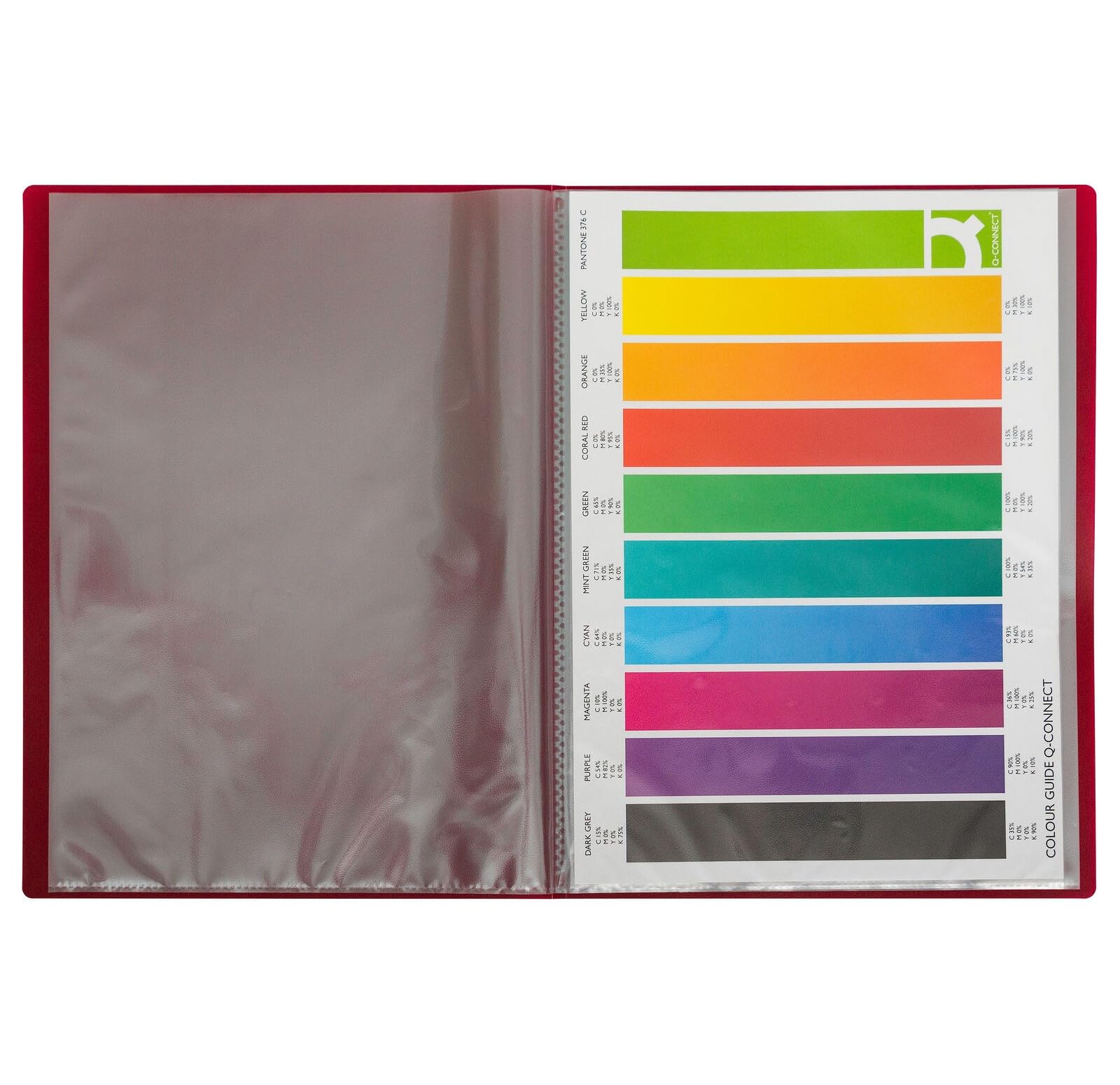 Q-Connect Polypropylene Display Book - 40 Pockets | A4 Size | Red | KF01258