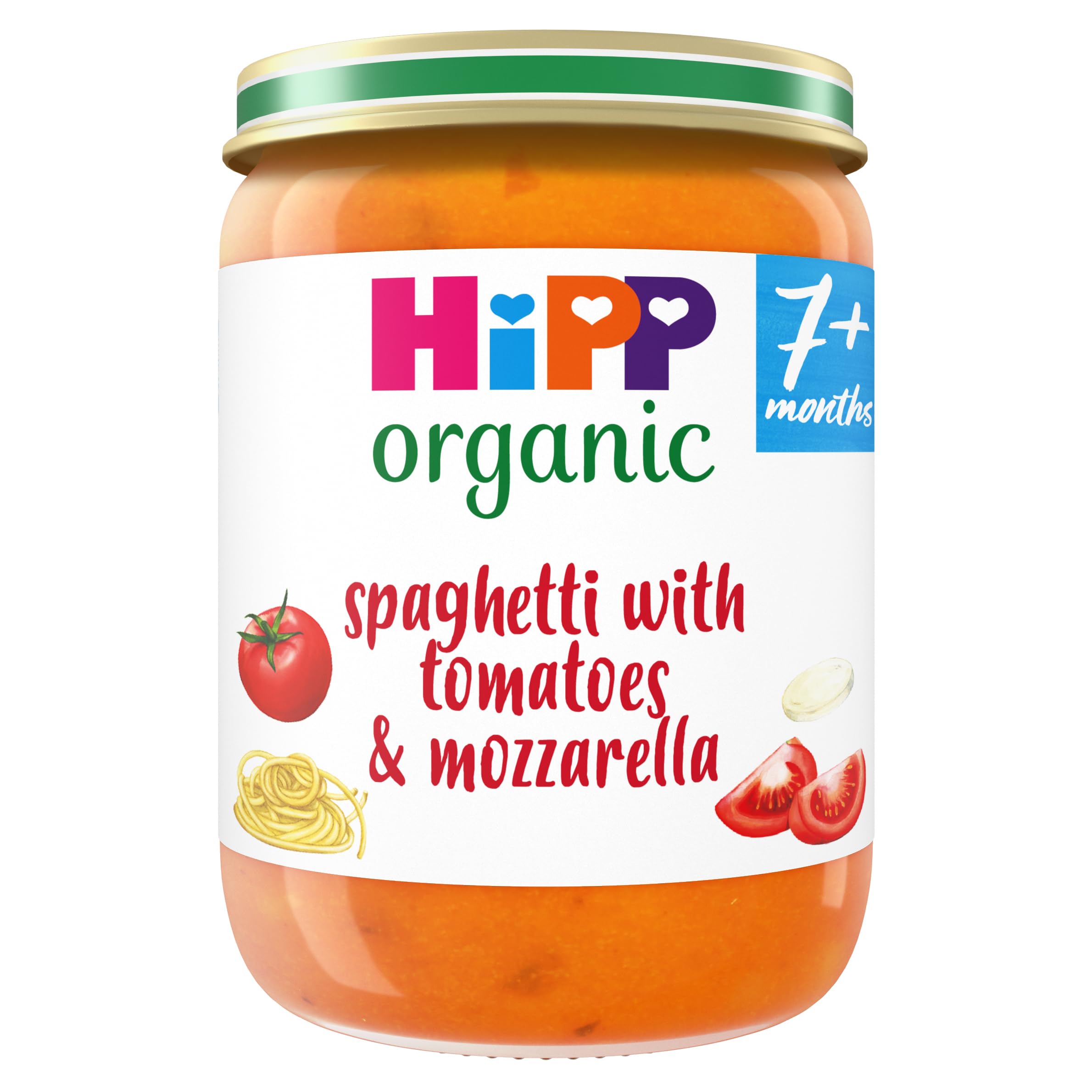 HiPP Organic Spaghetti with Tomatoes & Mozzarella Baby Food Jar | 6 Pack, 7+ Months