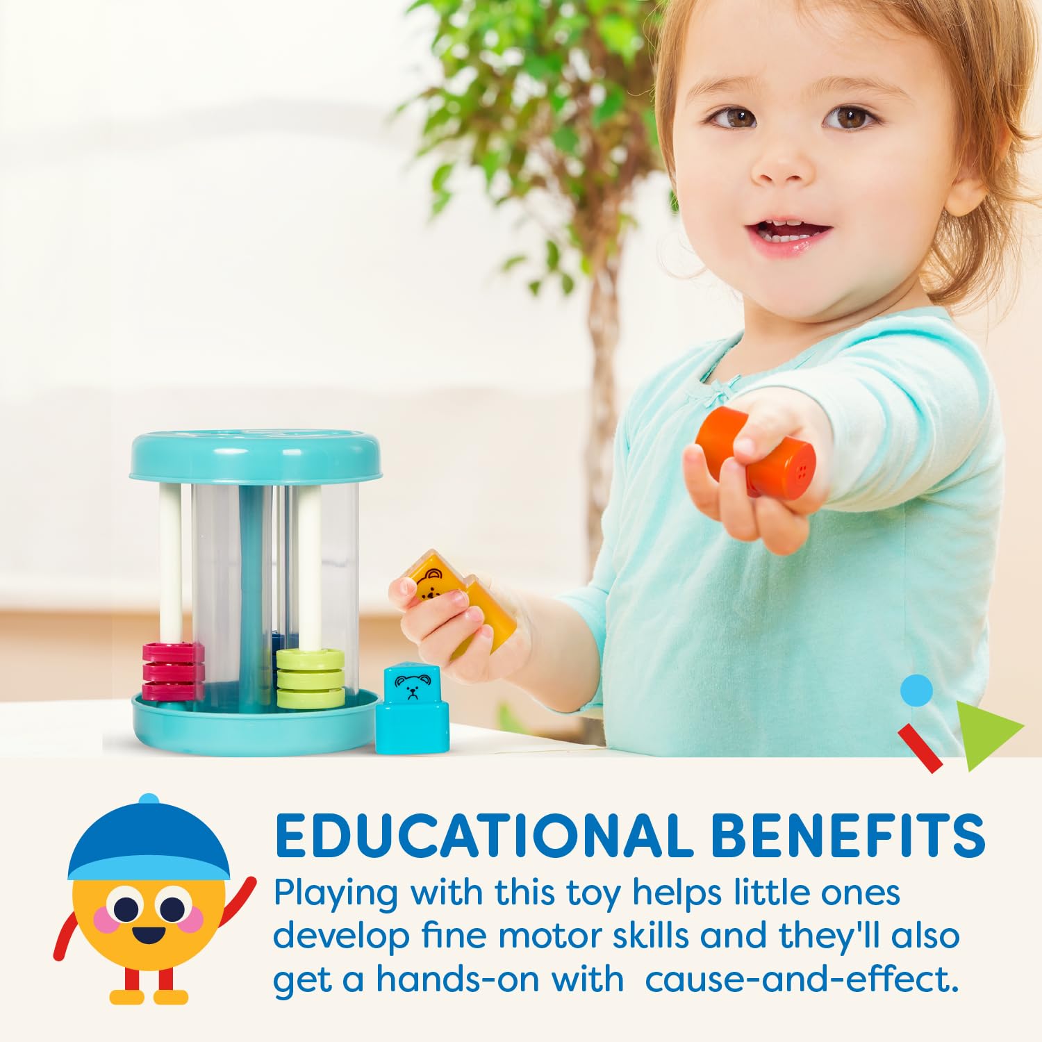 Battat BT2600Z Shapes & Sounds Sorter - Educational Toddler Toy for 18 Months+ 8