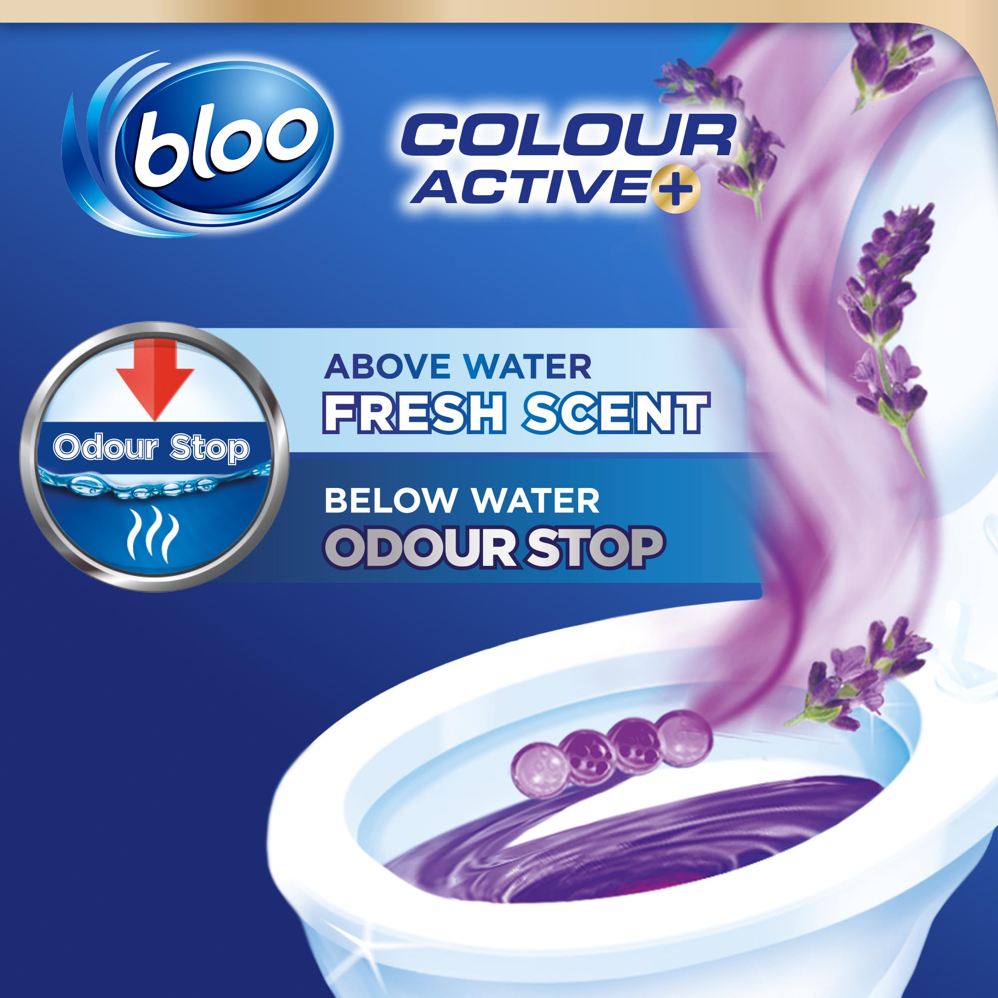 Bloo Colour Active Toilet Rim Block - Lavender Scent, Anti-Limescale, Odour-Stop Technology, 240 Flushes