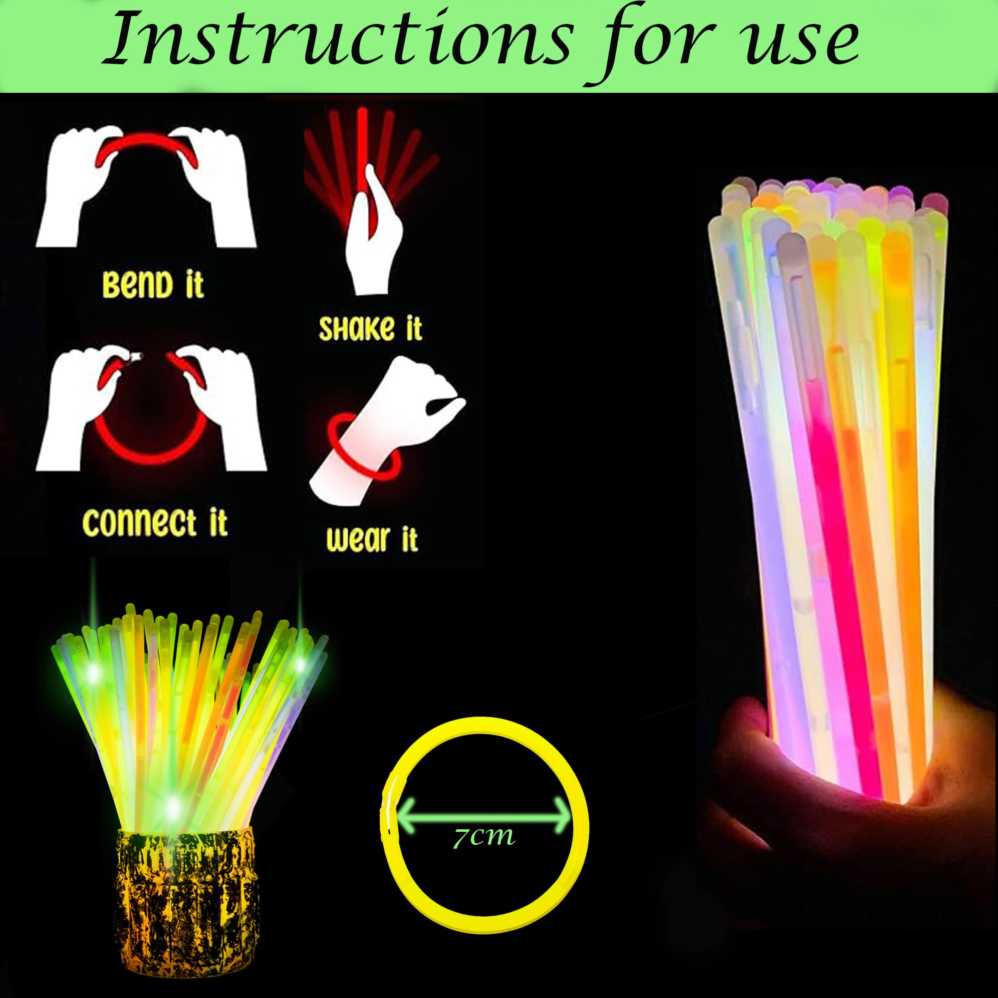 SHATCHI Glow Sticks Pack 400Pcs - Non-Toxic, Long-Lasting Neon Glowsticks for Parties | Unisex Children 5
