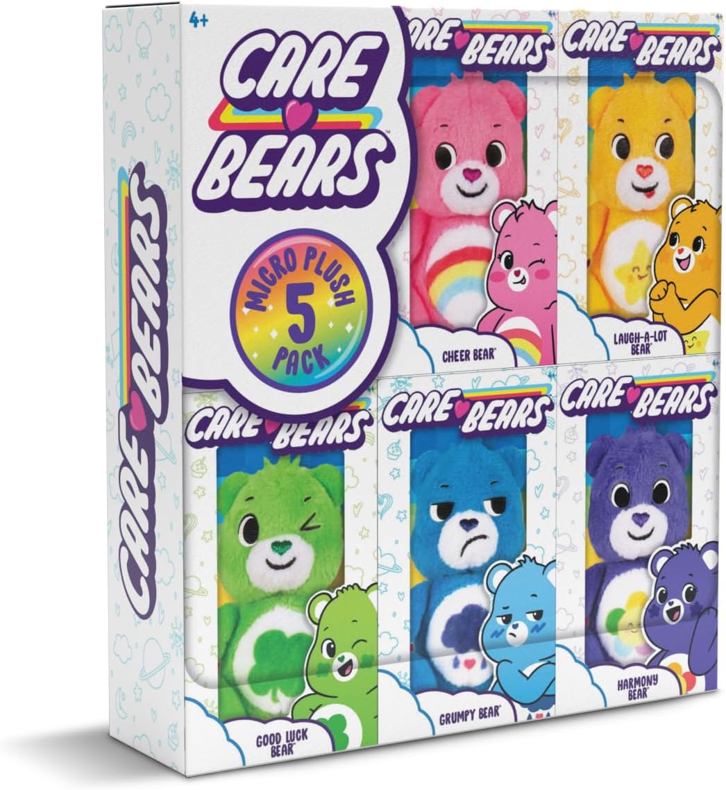 Care Bears Micro Plush 5-Pack - Collectible Mini Plush Toys for Kids 5