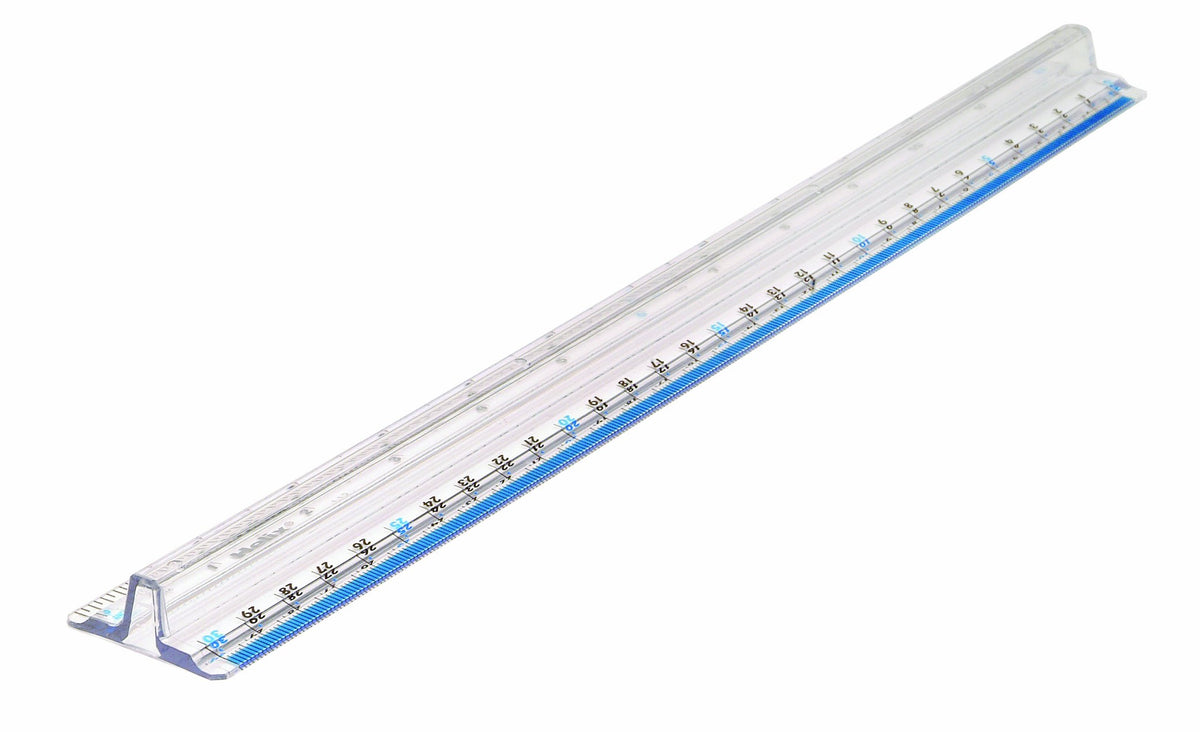 Helix 12 Inch Finger Grip Ruler - Clear, Metric & Imperial Graduations