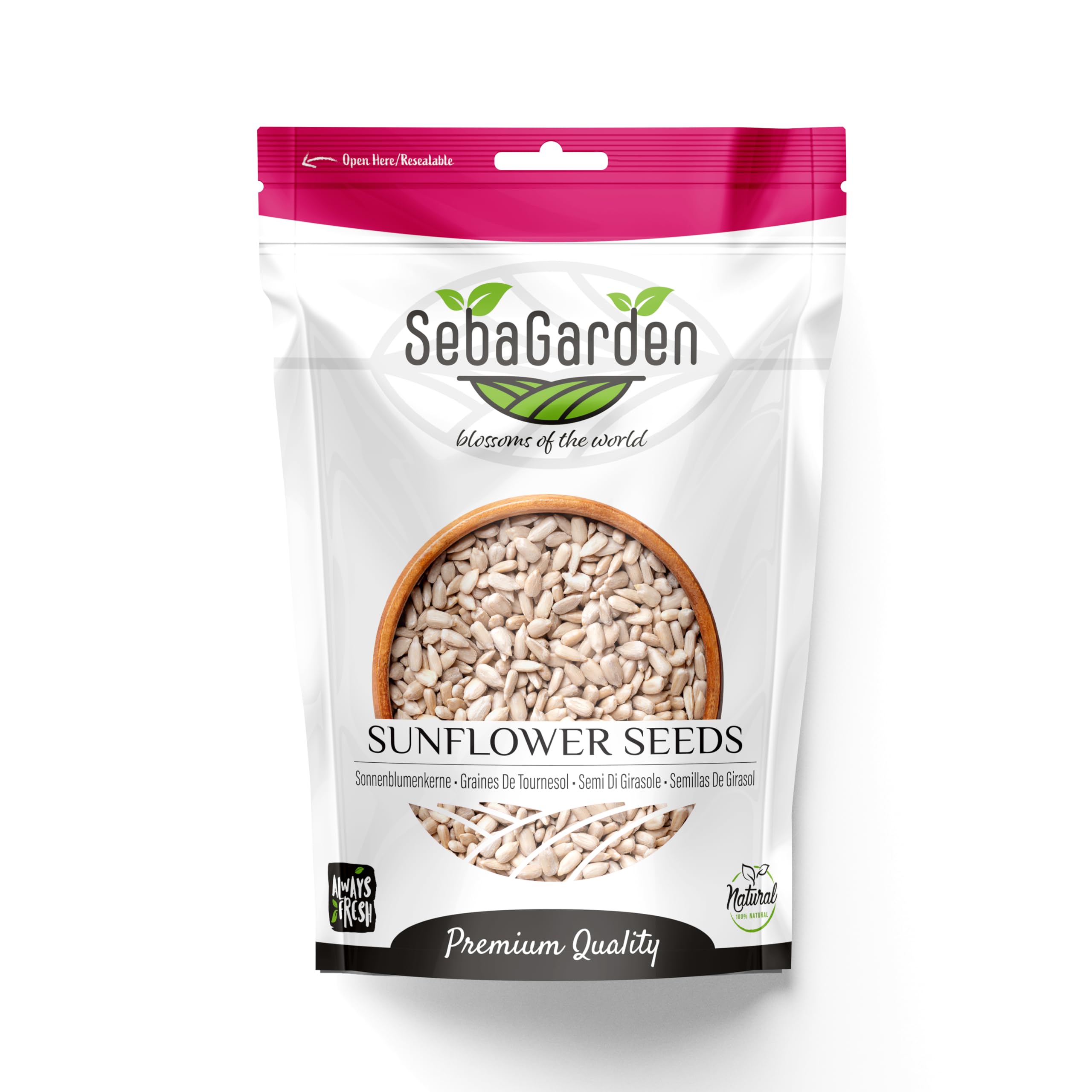 Seba Garden Hulled Sunflower Seeds - Raw Unsalted | 1kg (2.2 lb) Grade A
