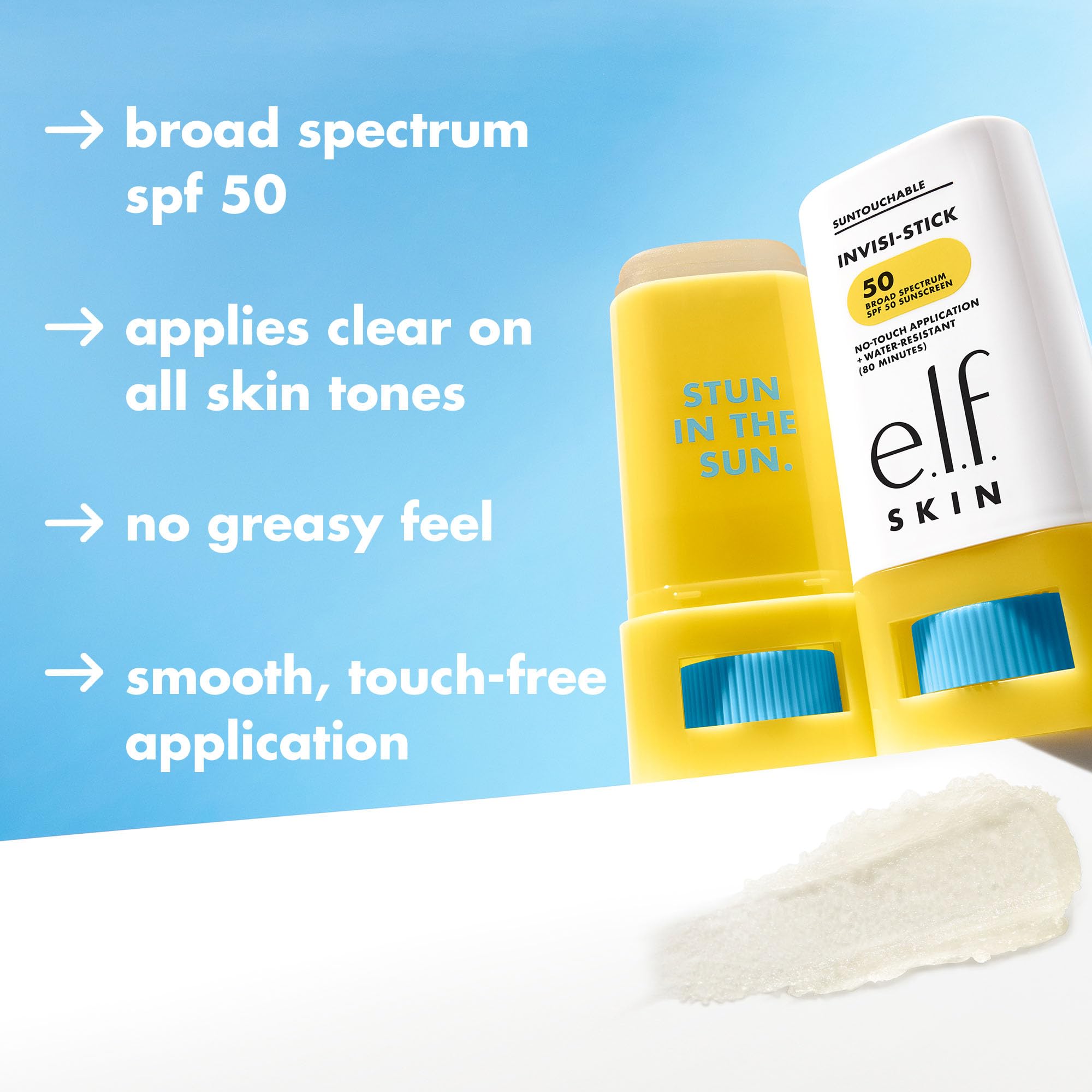 e.l.f. Suntouchable Invisi-Stick SPF 50 Face Sunscreen - Broad Spectrum UVA/UVB Protection, Water Resistant 4