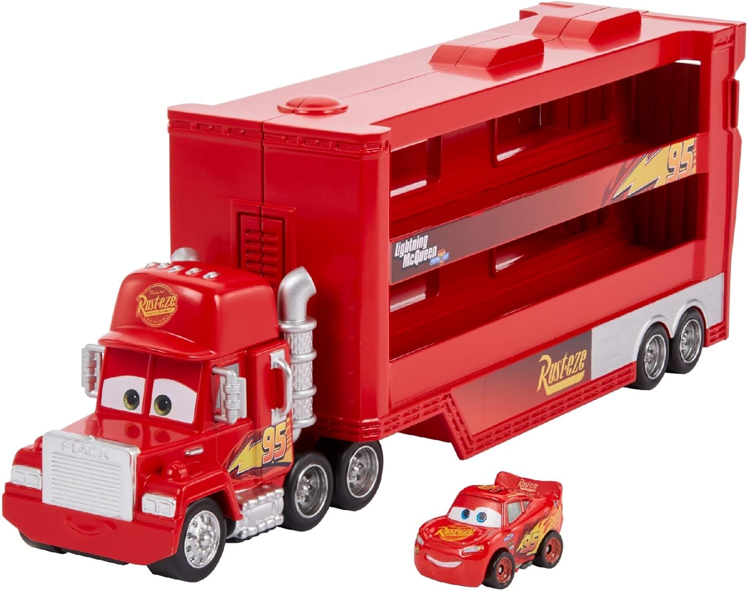 Disney and Pixar Cars Minis Transporter with Vehicle - Mack Hauler Playset for Kids