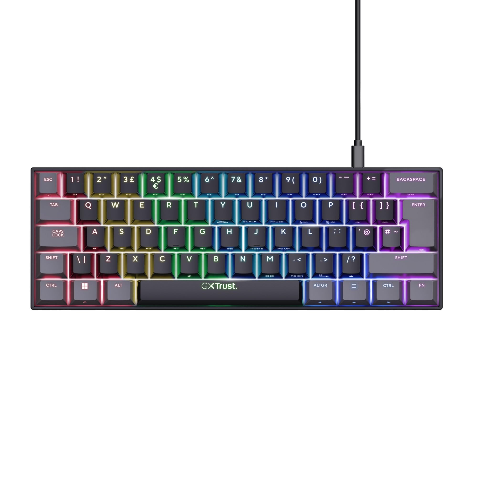 Trust Gaming GXT 867 Acira 60% Mechanical Keyboard UK Layout - RGB Backlit, Outemu Red Switches 11
