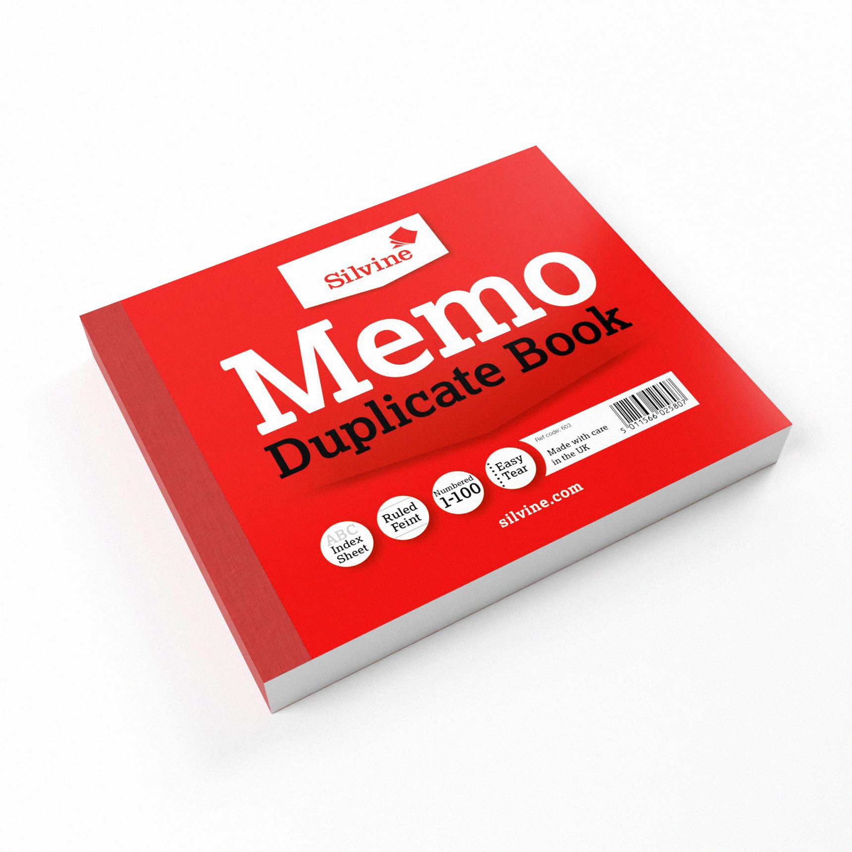 Silvine Duplicate Memo Book - 4x5 Inch | Numbered 1-100 | Perforated Pages | Red Cover 2