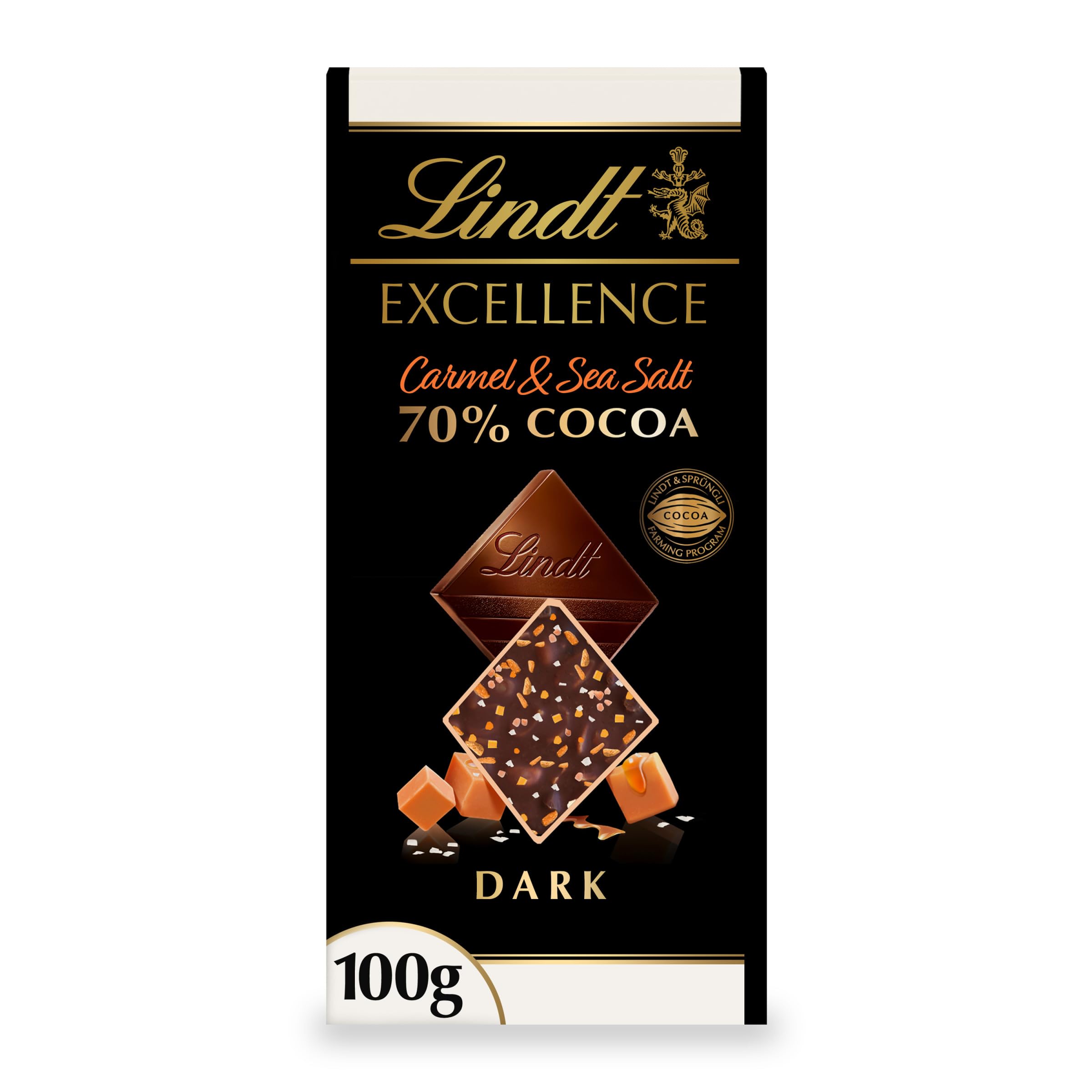 Lindt Excellence Passion Caramel and Sea Salt Dark Chocolate Bar 100g