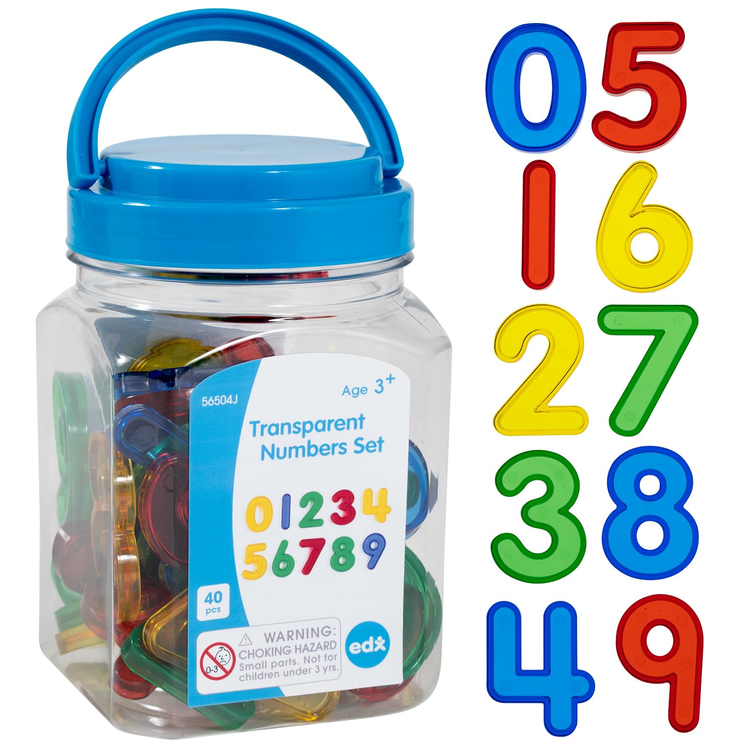 edxeducation Transparent Numbers - Set of 40 | Learning Resource | Ages 3+