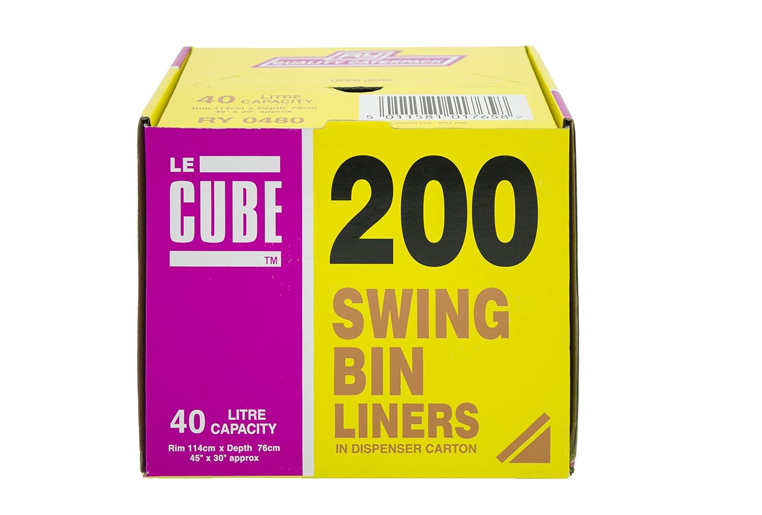Le Cube - LE CUBE 480 Swing Bin Liner Dispenser 40L, Pack of 200