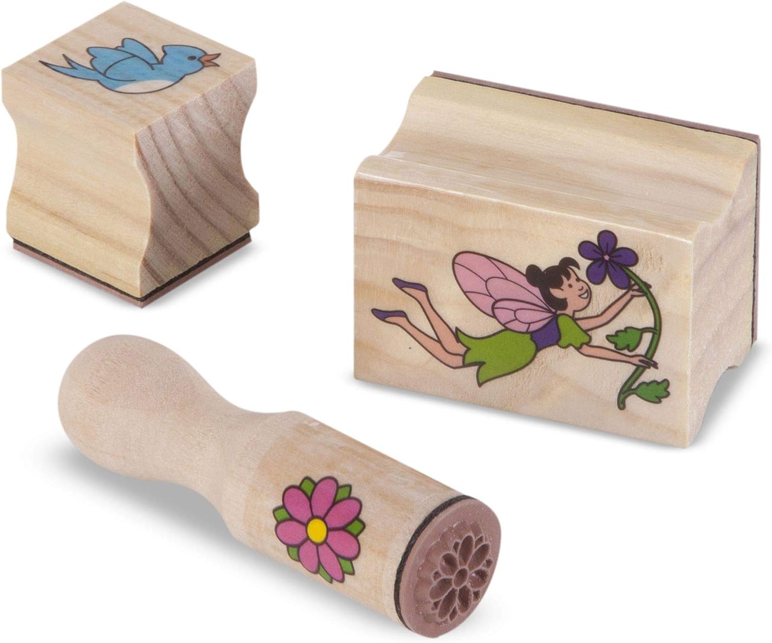 Melissa & Doug Stamp-a-Scene Fairy Garden - Wooden Stamp Set for Kids 4+