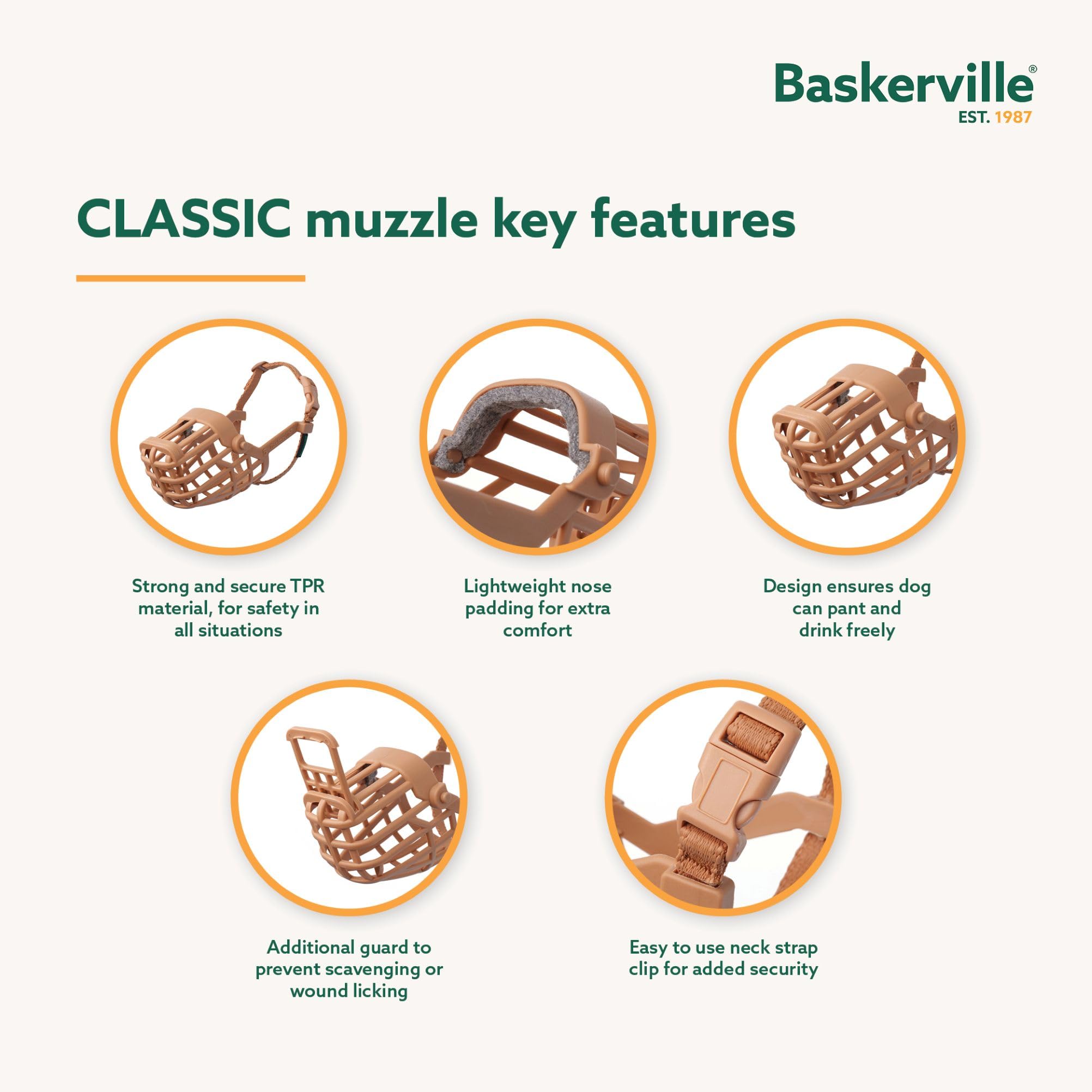Baskerville Classic Basket Muzzle - Size 6, Brown, Prevents Biting & Scavenging 4