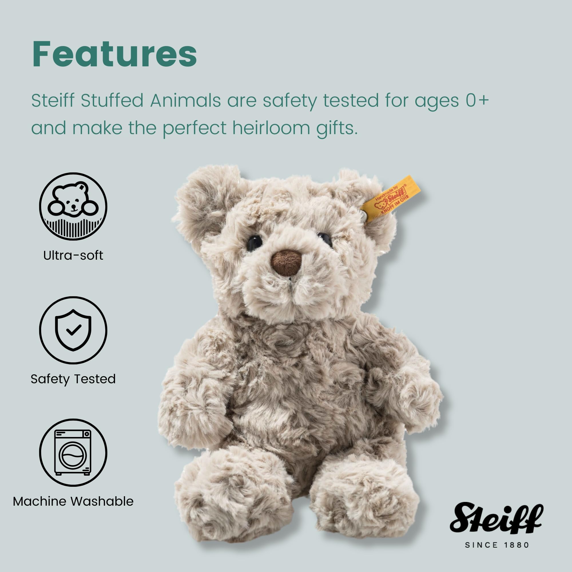 Steiff Soft Cuddly Friends Honey Teddy Bear - Plush Stuffed Animal for Babies & Kids, 18 cm 6