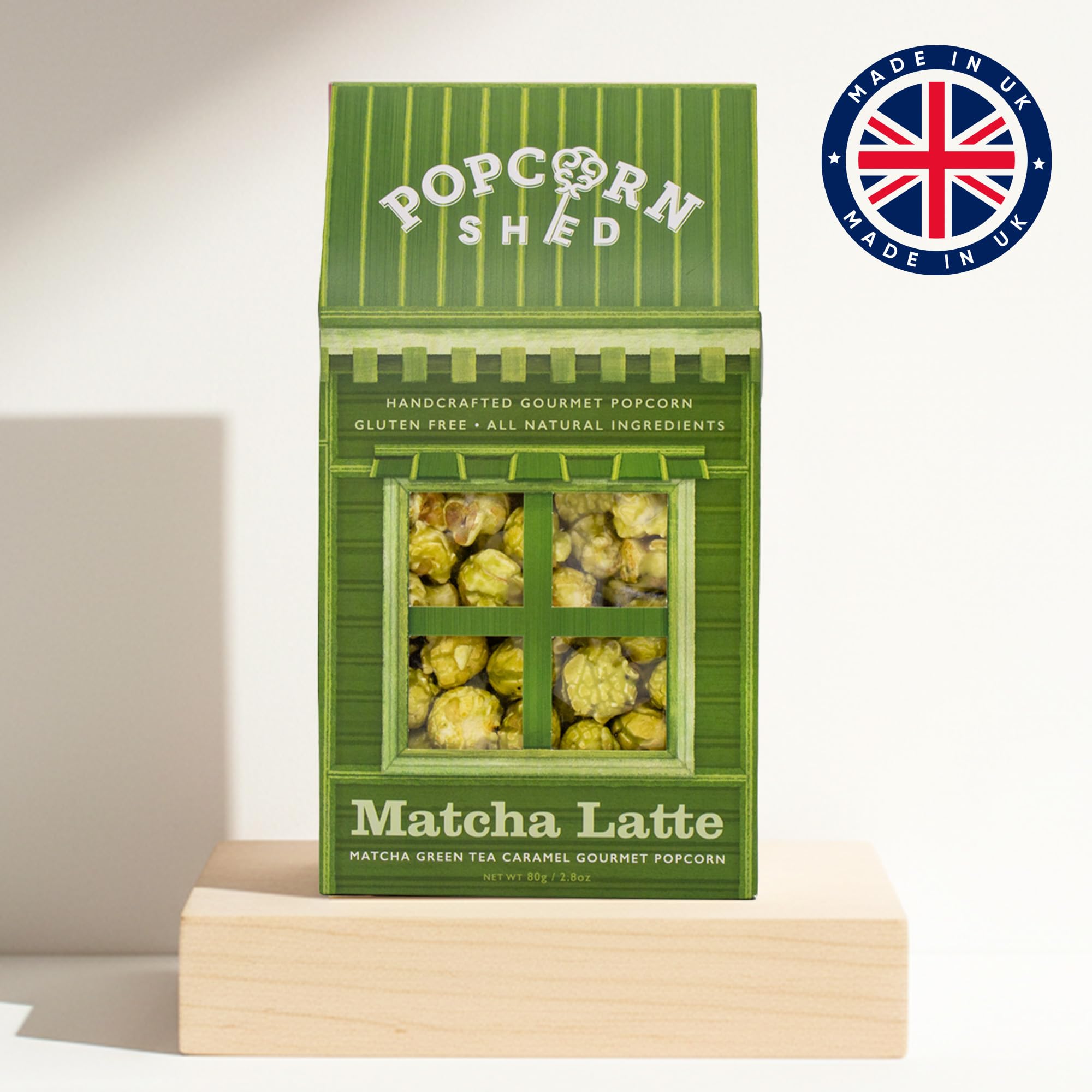Popcorn Shed Matcha Latte Gourmet Popcorn - Caramel Drizzle | 80g Bag 3