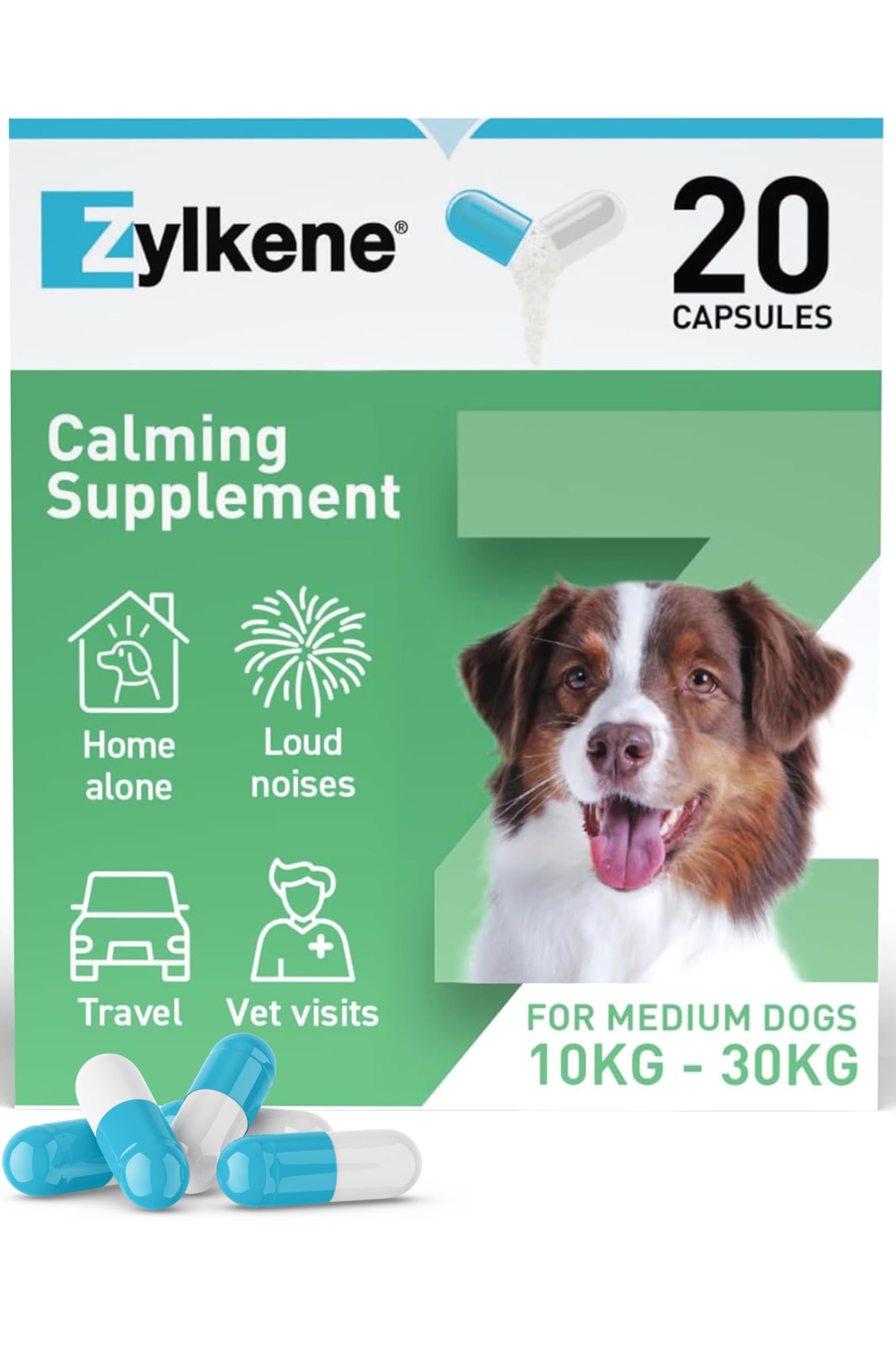 Zylkene Calming Supplements for Medium Dogs (10 to 30kg) 225mg | Promotes Relaxation 1
