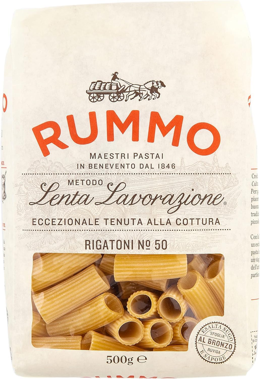 Rummo Rigatoni Pasta No.50 - Premium Italian Tube Pasta, Ridged for Sauce Retention | 500g 1