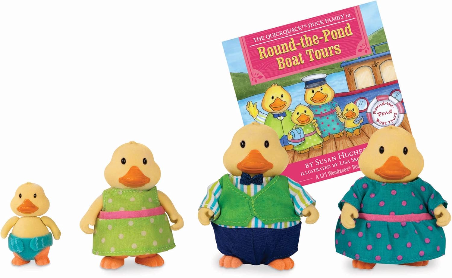 Li'l Woodzeez Quickquack Duck Family – 5pc Set with Miniature Figurines & Storybook – Imaginative Play for Kids 3+