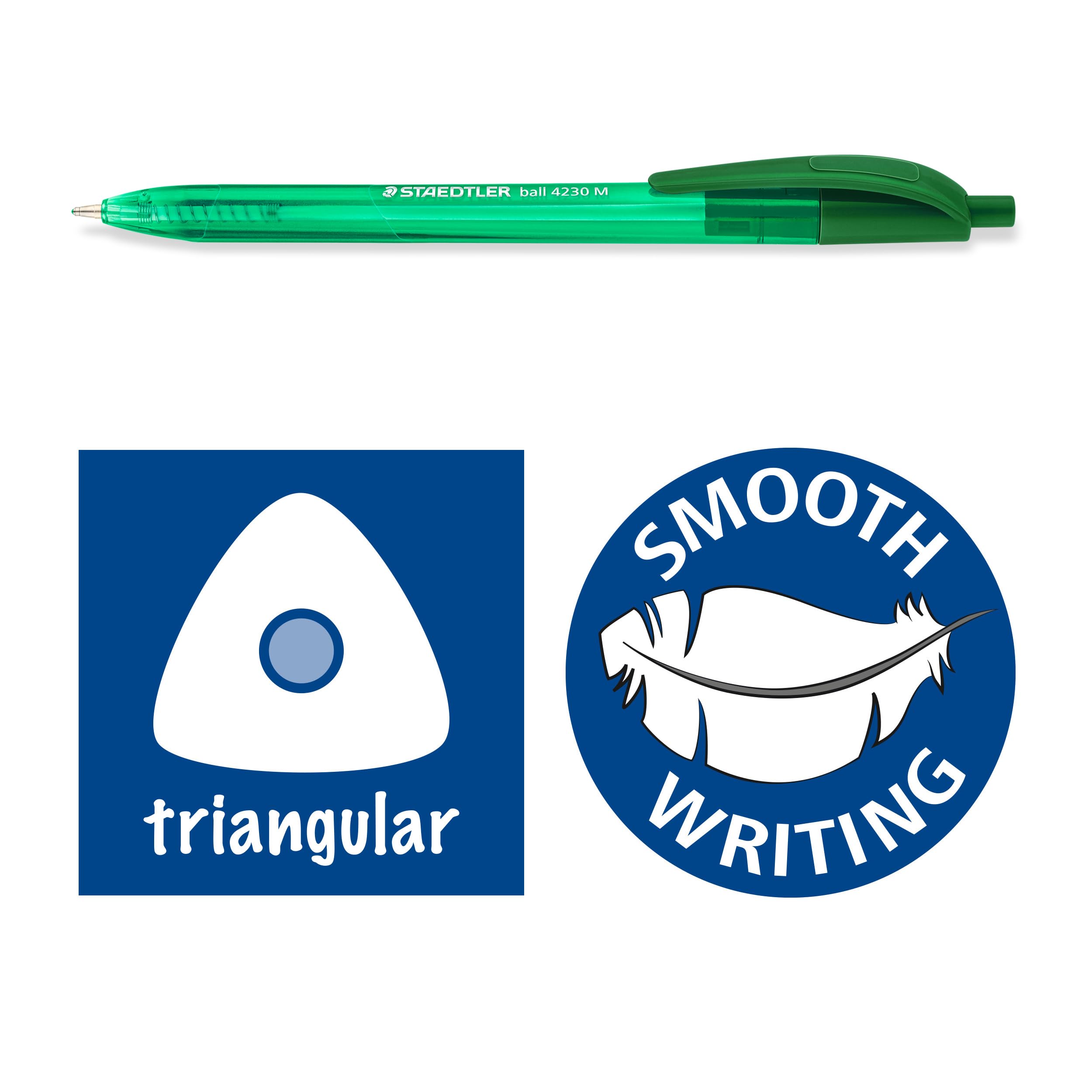 STAEDTLER 4230 M-5 Retractable Ballpoint Pen - Green Ink | 1.0mm Medium Point | Pack of 10 4