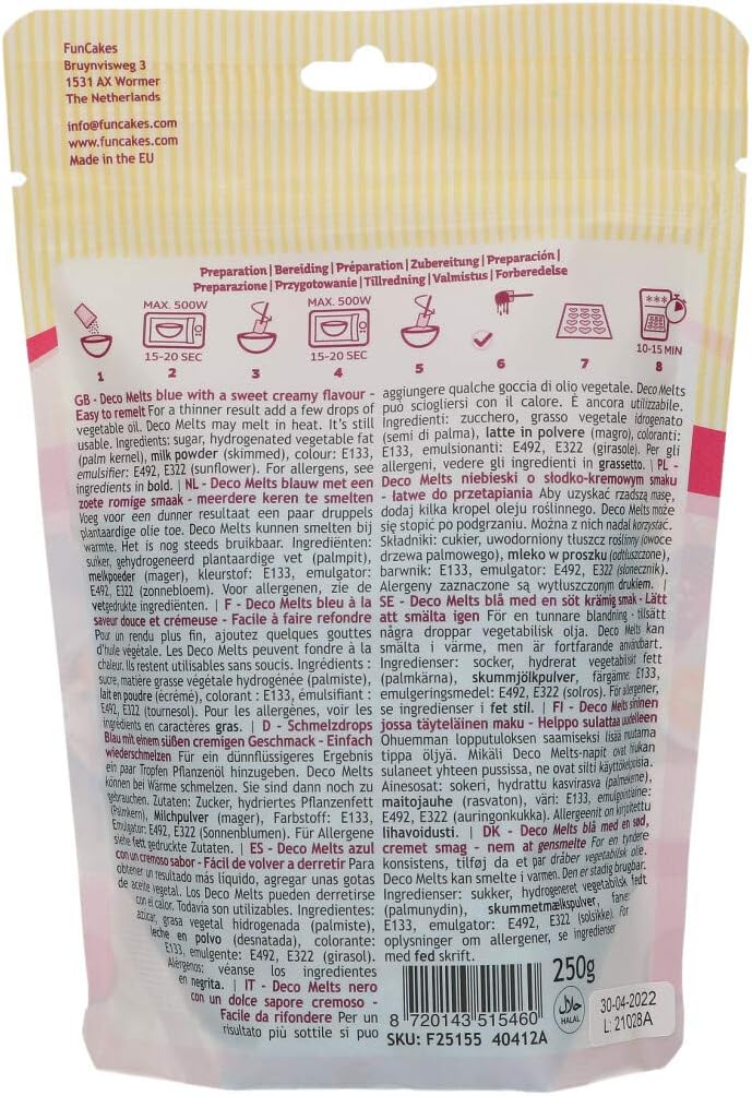 FunCakes Deco Melts Blue - AZO Free Baking Melts, 250g 4
