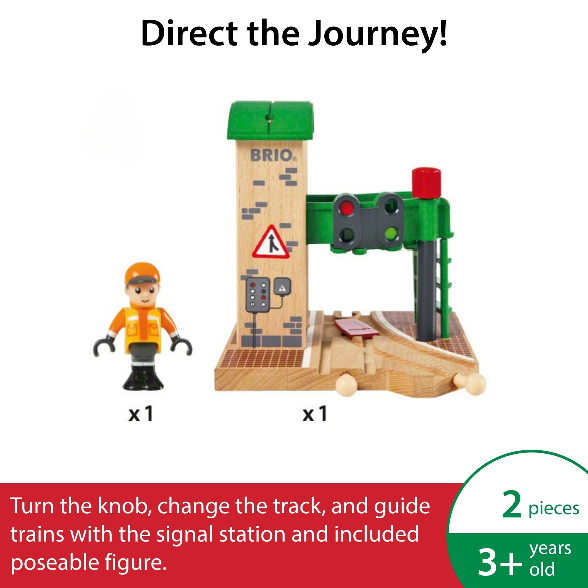 BRIO World Train Signal Station - Wooden Railway Accessory with Play Figure for Kids 11