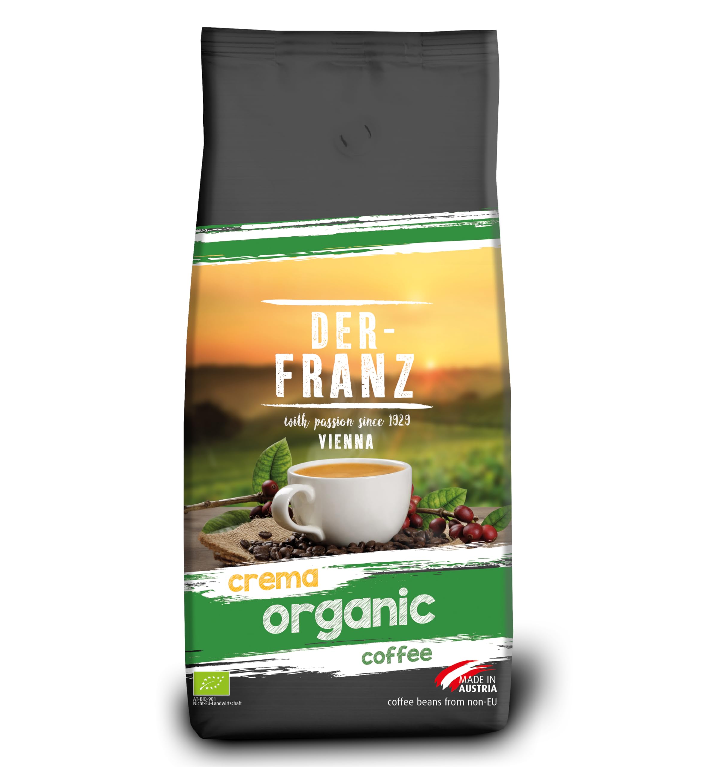 Der-Franz Crema Organic Coffee, Ground, 1000 g