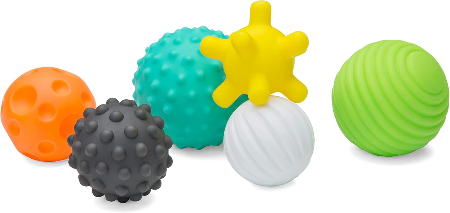 Infantino Textured Multi Ball Set - 6 Easy-to-Grab Sensory Balls for Babies 6 Months+