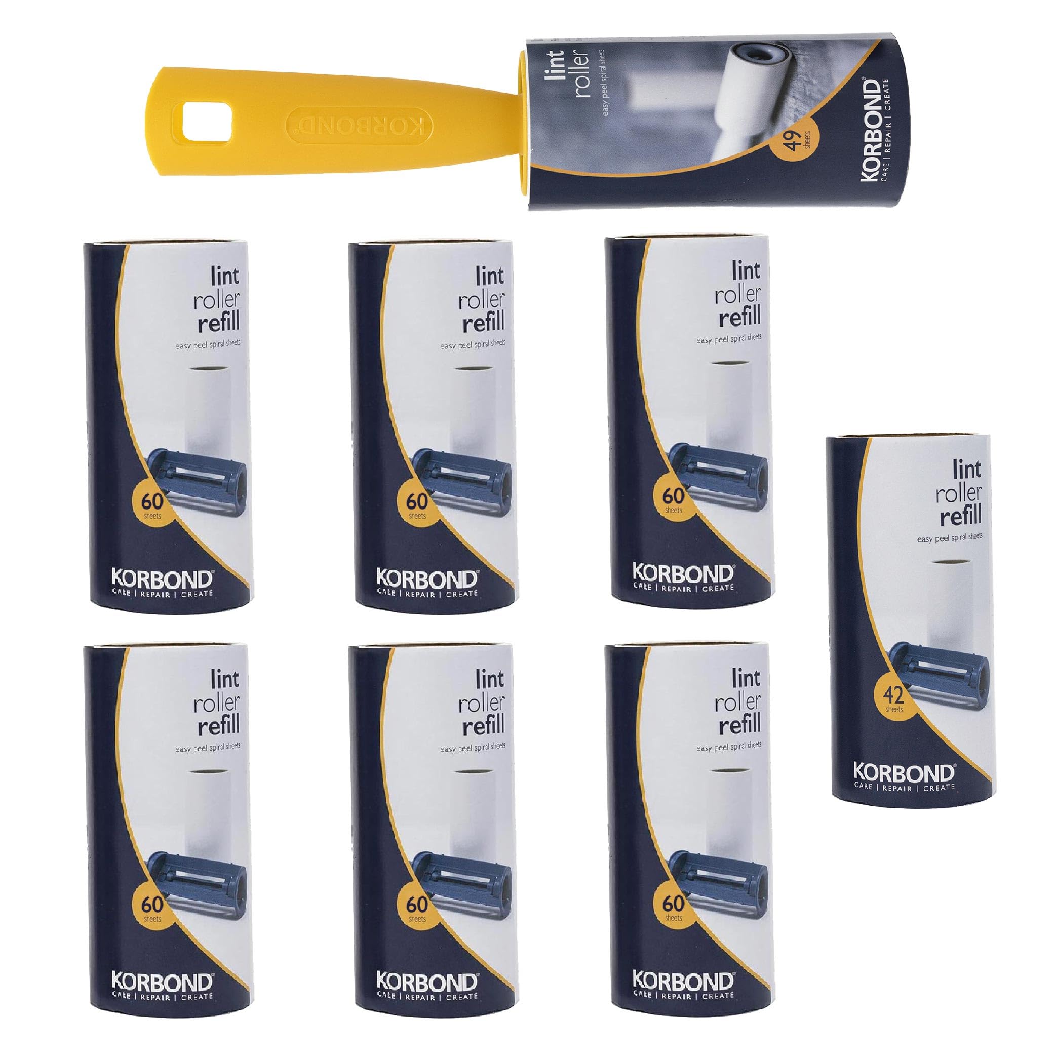 KORBOND Lint Roller and Refill Set - 451 Sheets Total | Extra Sticky Adhesive | Easy Peel 1