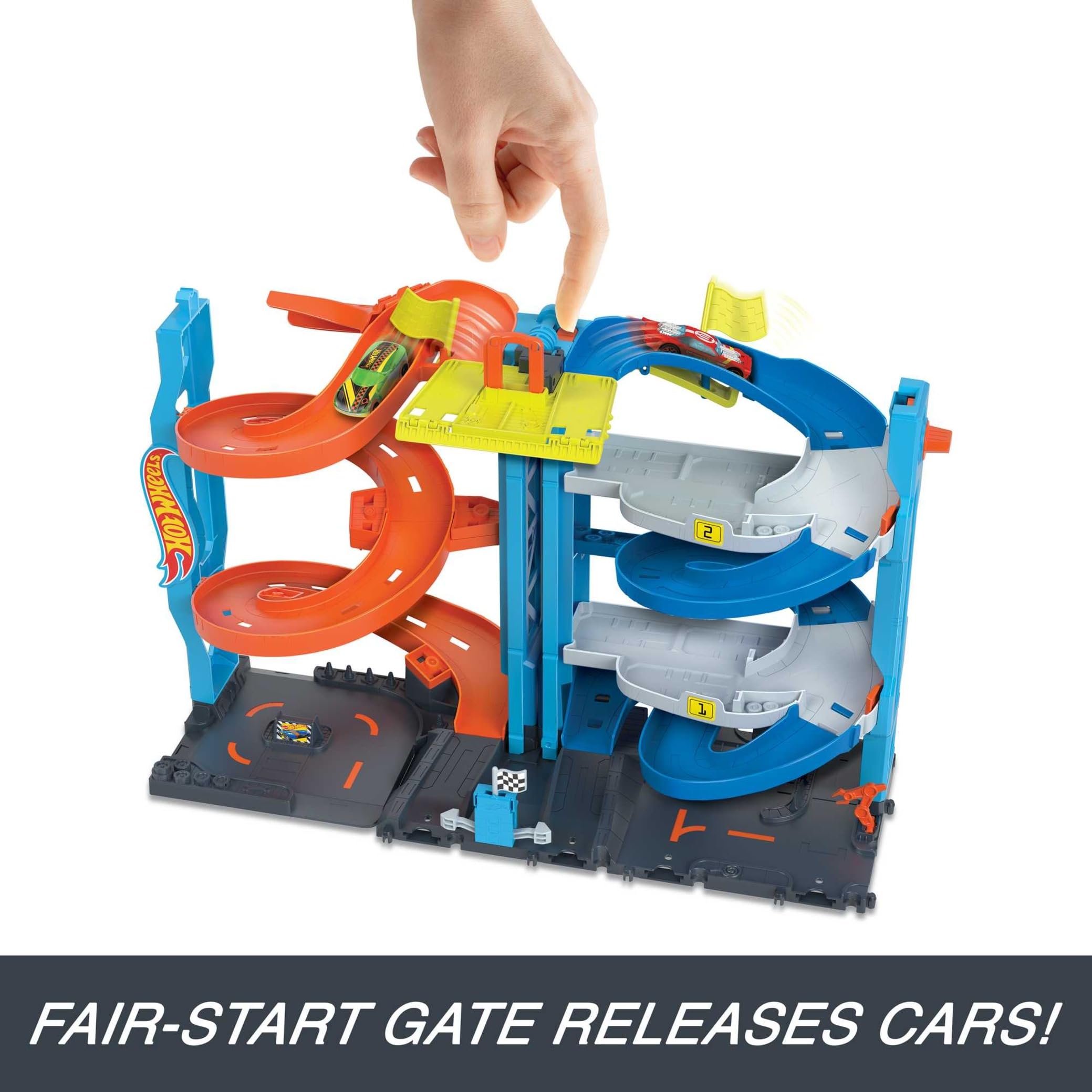 Hot Wheels City Transforming Race Tower - 2-in-1 Racing Playset with Elevator & 1:64 Scale Car, Ages 3+