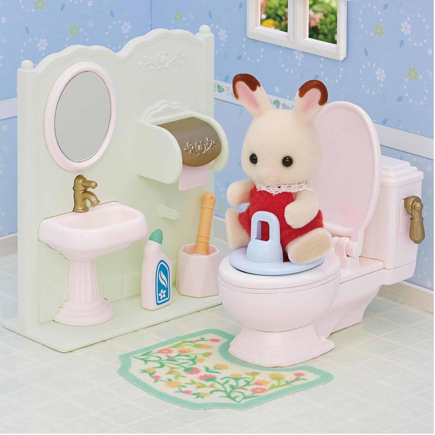 Sylvanian Families Toilet Set Dollhouse Playset Model 5740 for Ages 3+ 4
