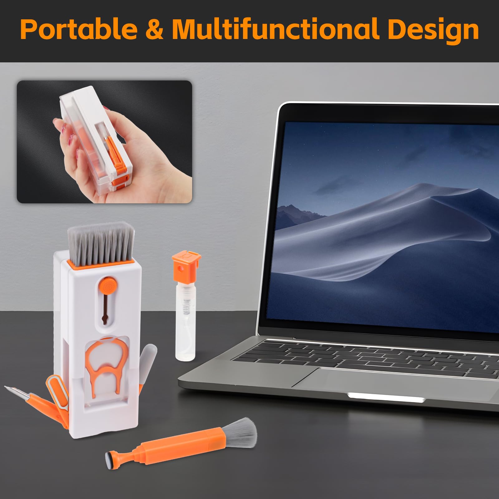 Alyvisun 11 in 1 Multifunctional Keyboard Cleaning Kit for Electronics | Orange