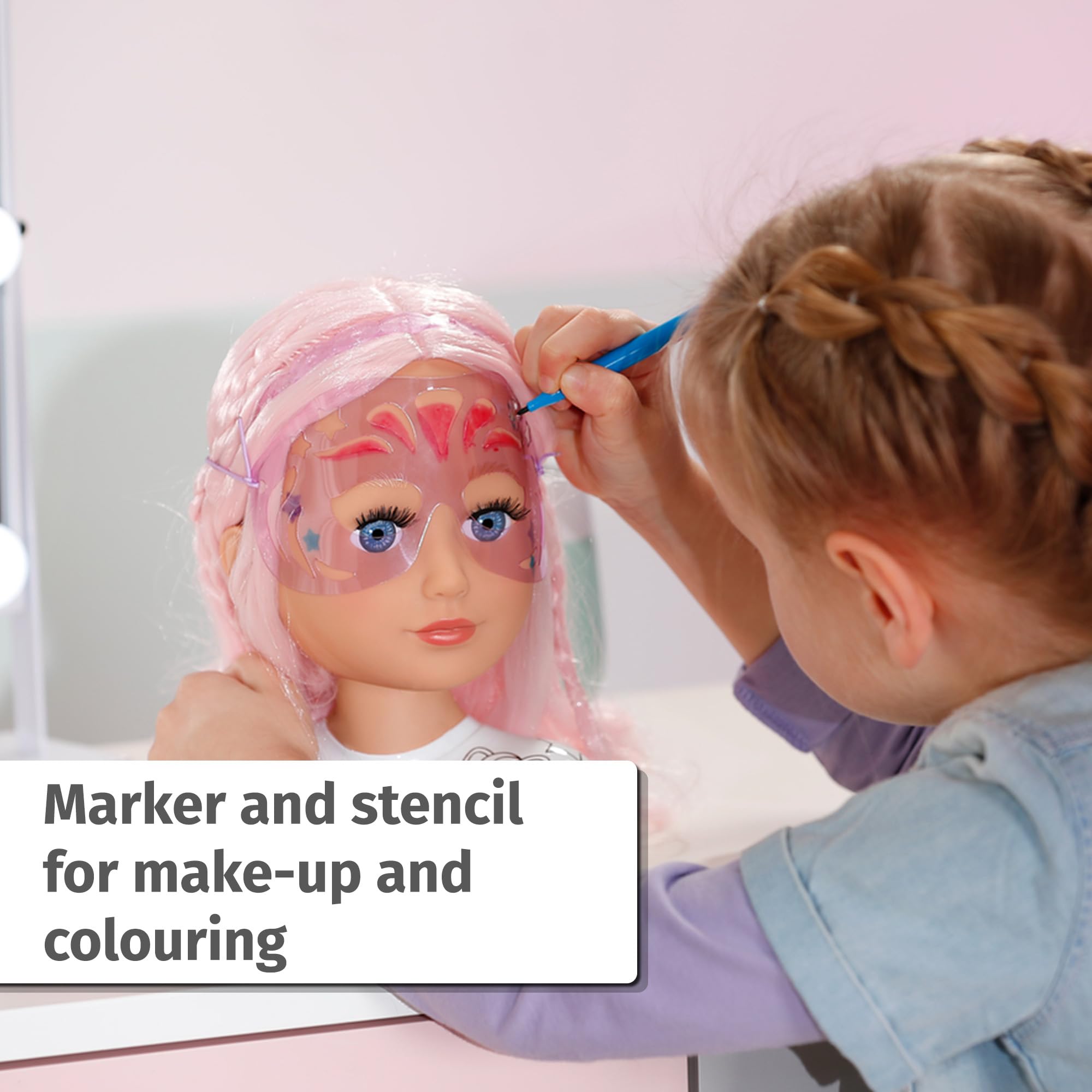 BABY born Styling Head Artist with Face Stencil and Hair Accessories 13