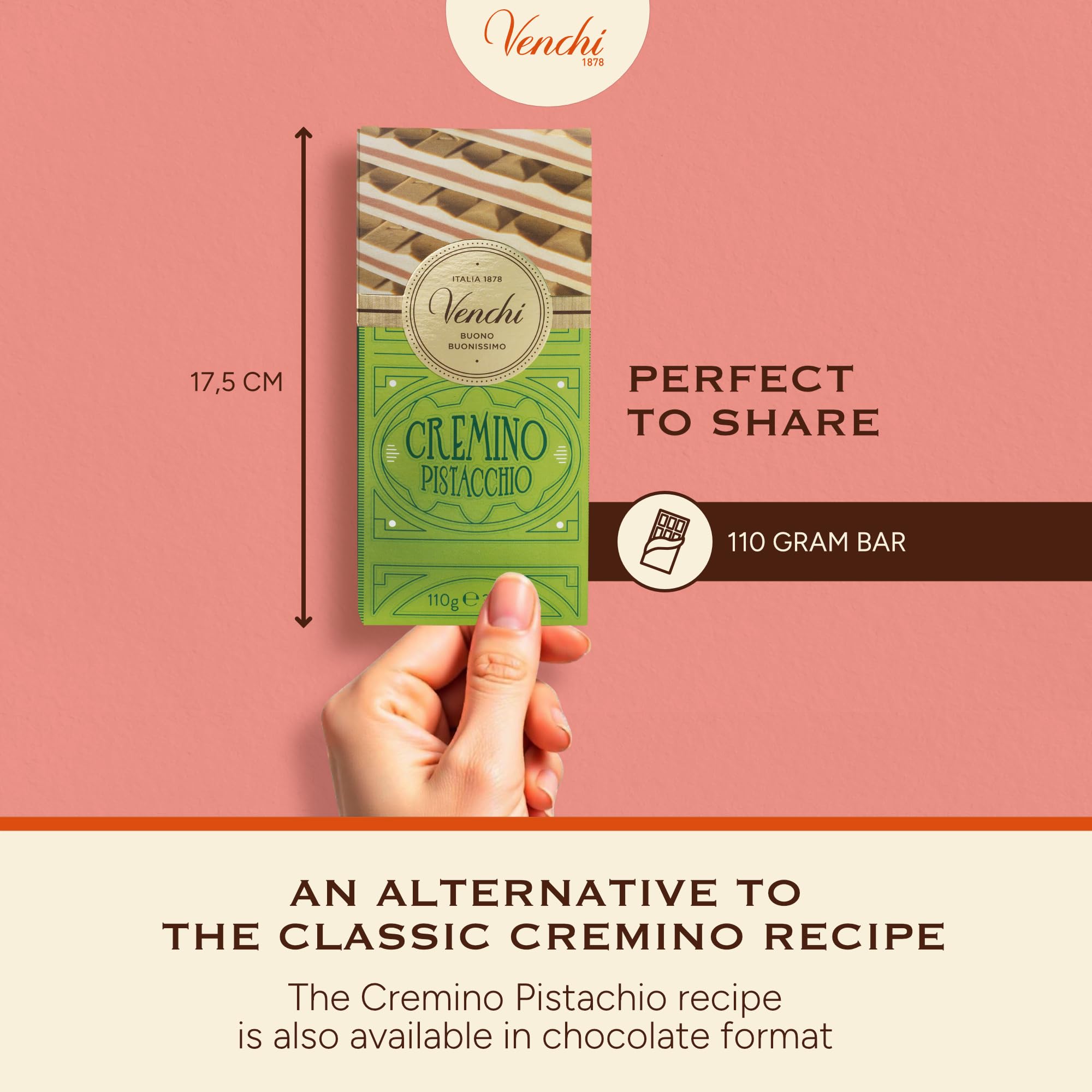 Venchi Cremino Bar Pistachio, Milk and White Chocolate with Pistachio Paste 3