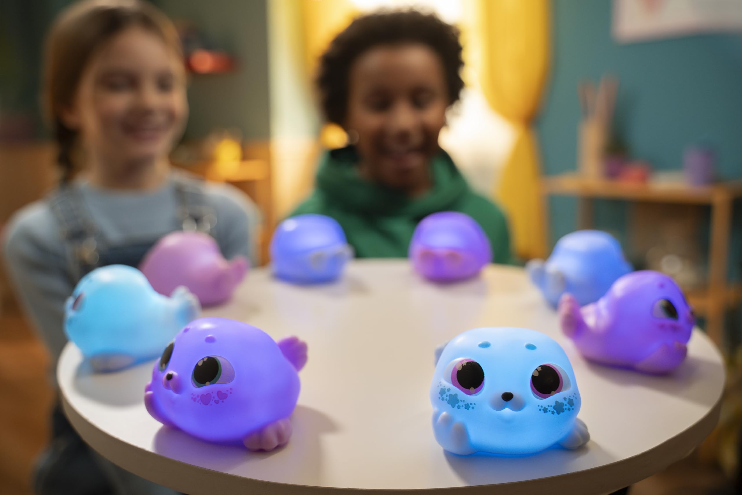 Animagic Let's Glo Seal - Blue | Glowing, Gliding, Squishy Interactive Toy for Kids 3