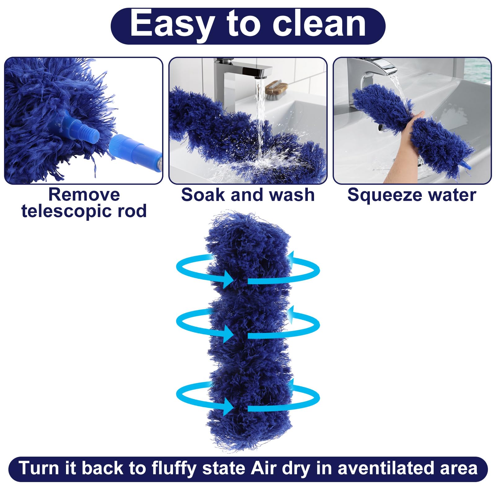 ASelected - Extendable Microfiber Duster with 108" Telescoping Pole 3