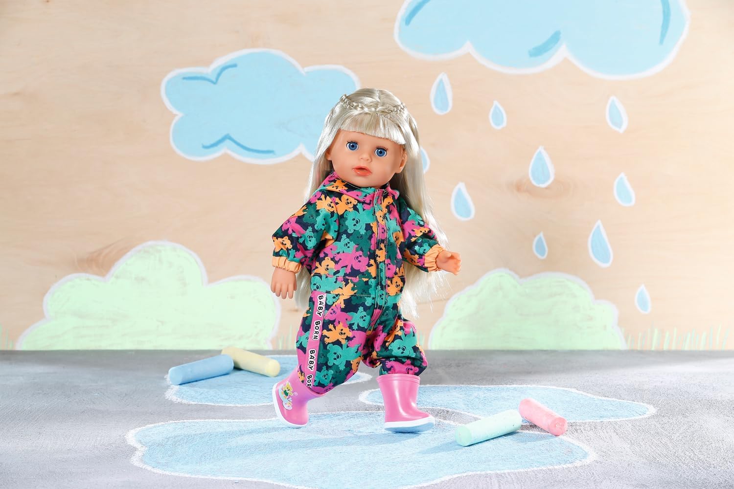 BABY born Little Outdoor Onesie 836323 - Green Rain Suit with Pink Wellies for 36cm Dolls 6