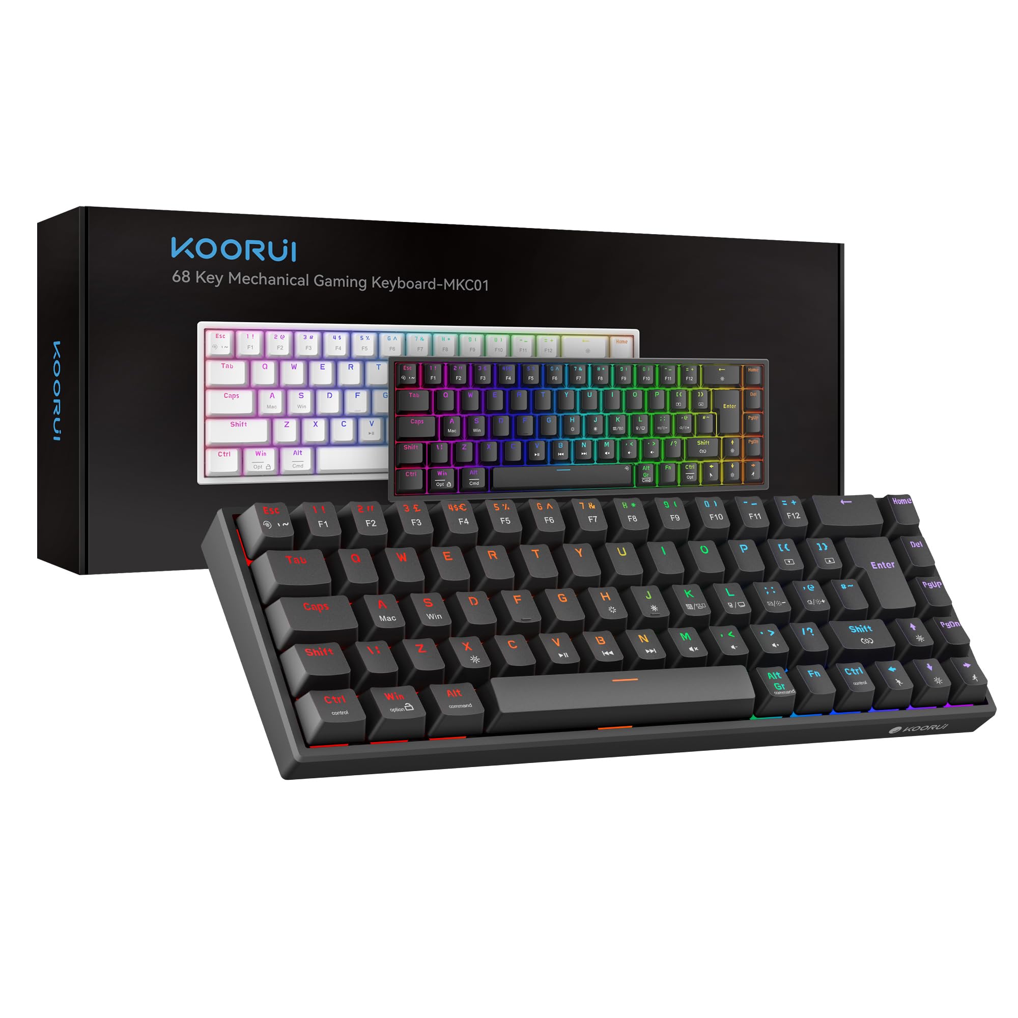 KOORUI 60% Mechanical Gaming Keyboard MKC01 - Blue Switch RGB Backlit Compact Keyboard