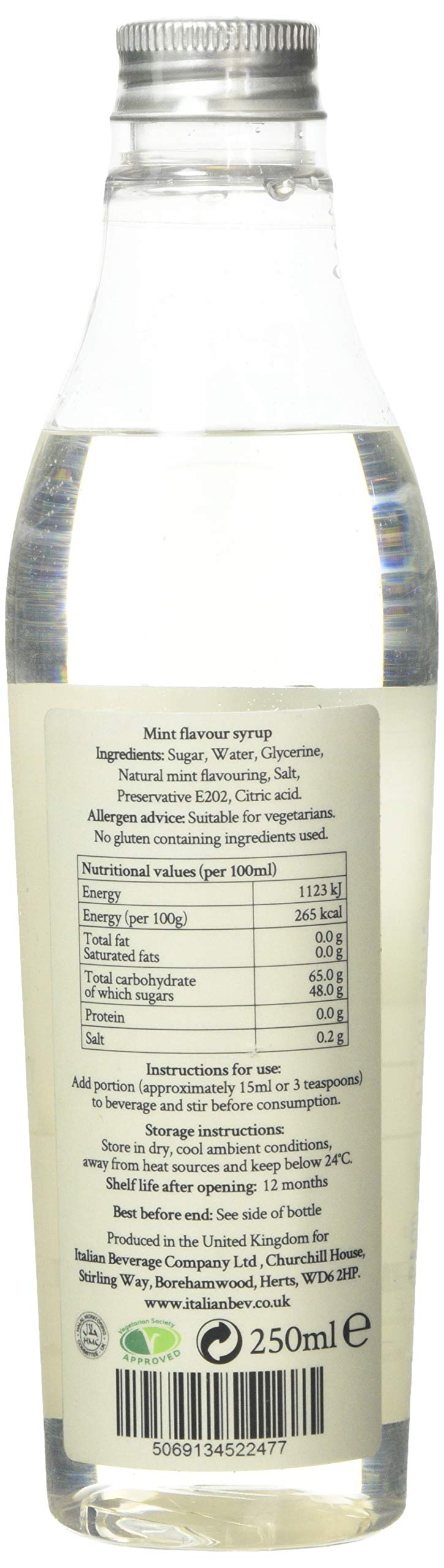 Simply - Mint Syrup Vegan & Nut Free Flavoured Syrup for Coffee, Cocktails & Beverages