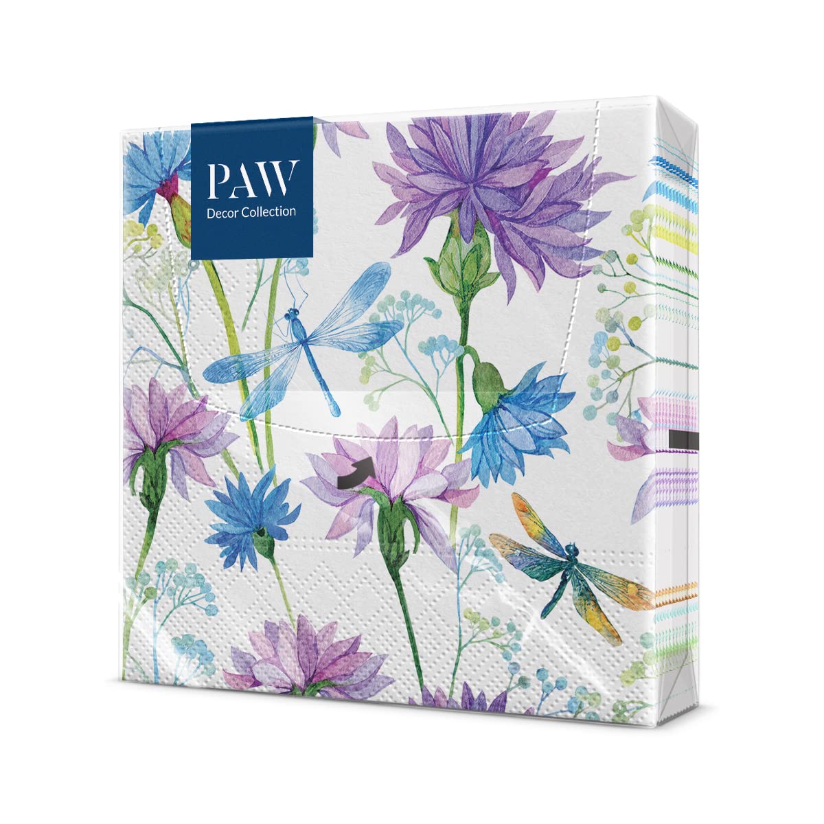 PAW Decor Collection 3-Ply Napkins - Flower With Dragonfly Design | 33 x 33 cm | 20 Count
