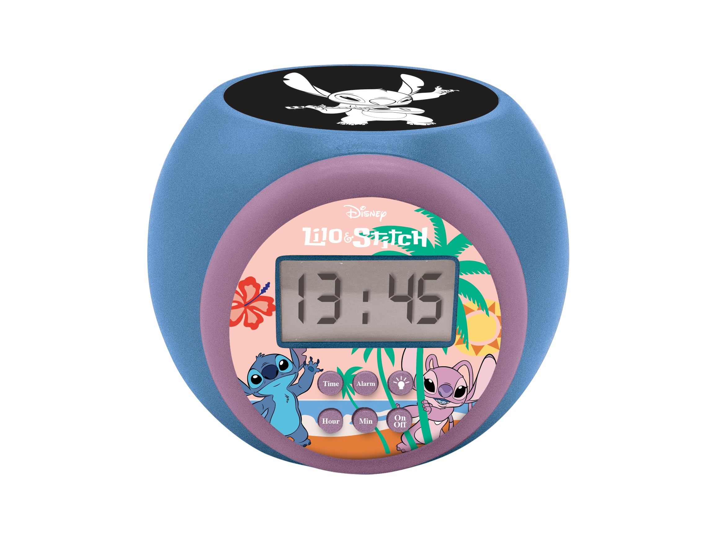 Lexibook Disney Stitch Projector Alarm Clock with Night Light and Snooze Function - Blue