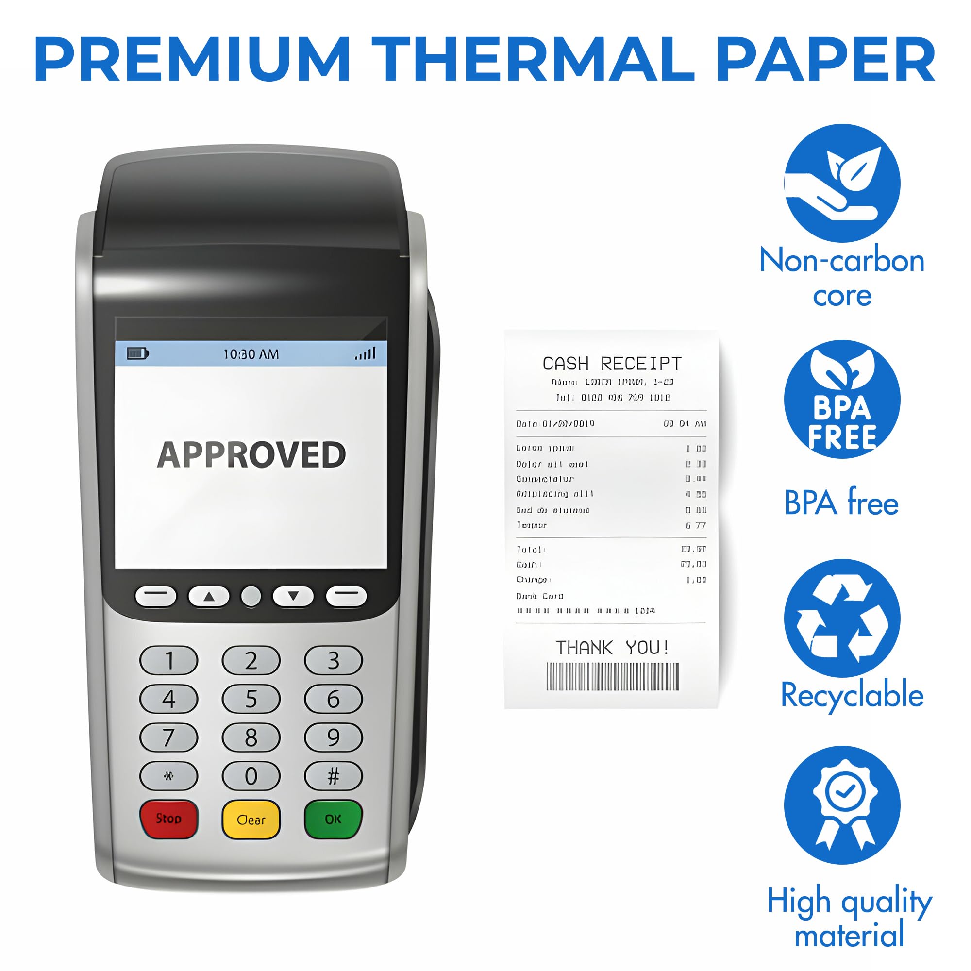 G4GADGET 5 Rolls Thermal Paper Till Rolls - 80 x 80 Size | Clear Printing | Red Warning Strip
