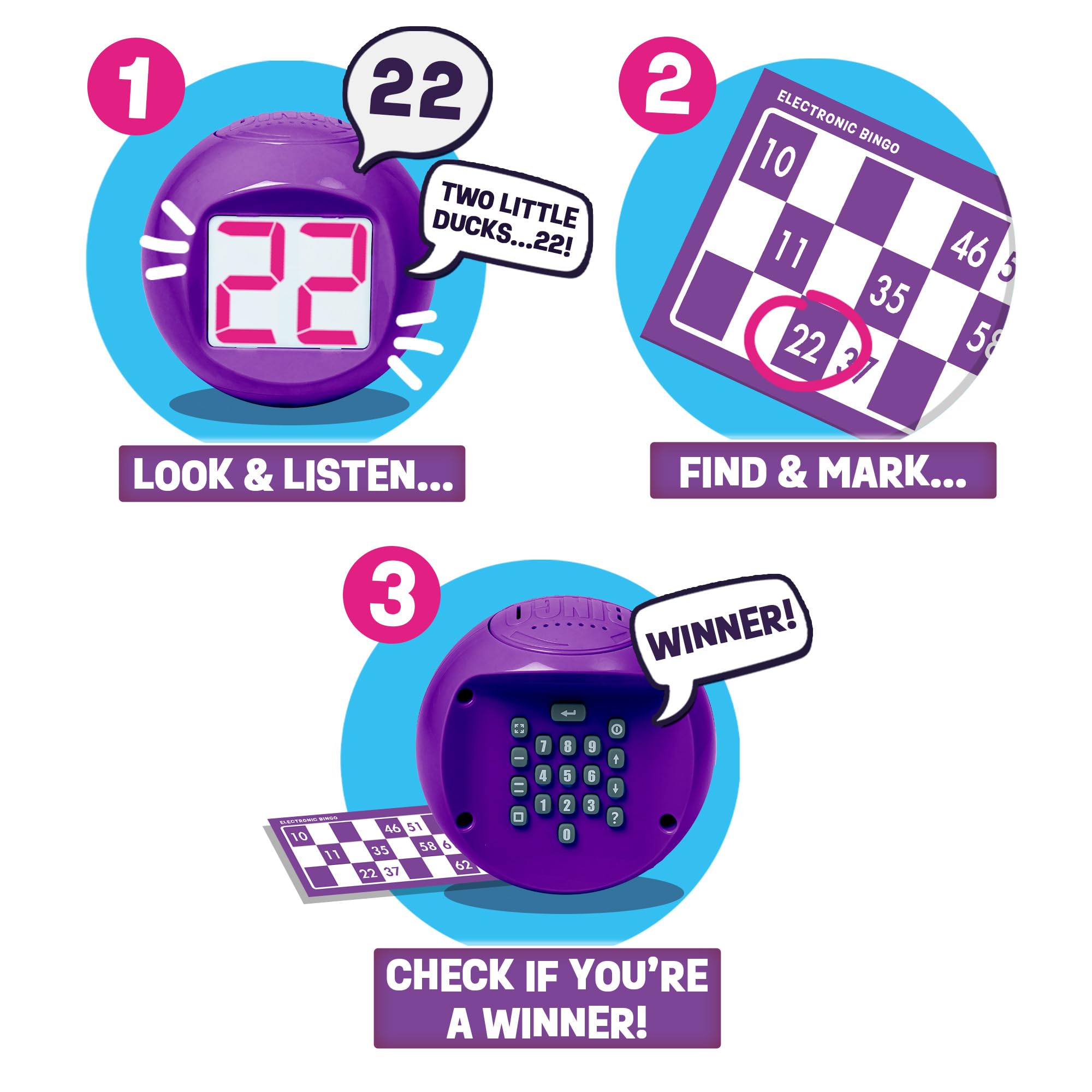 Ideal Electronic Bingo Machine - Host Family Bingo Night with 4 Games & Illuminated Display