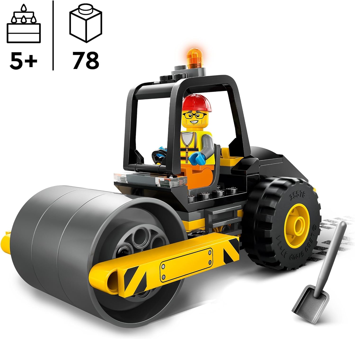 LEGO City Construction Steamroller - Building Set with Minifigure for Kids Aged 5+