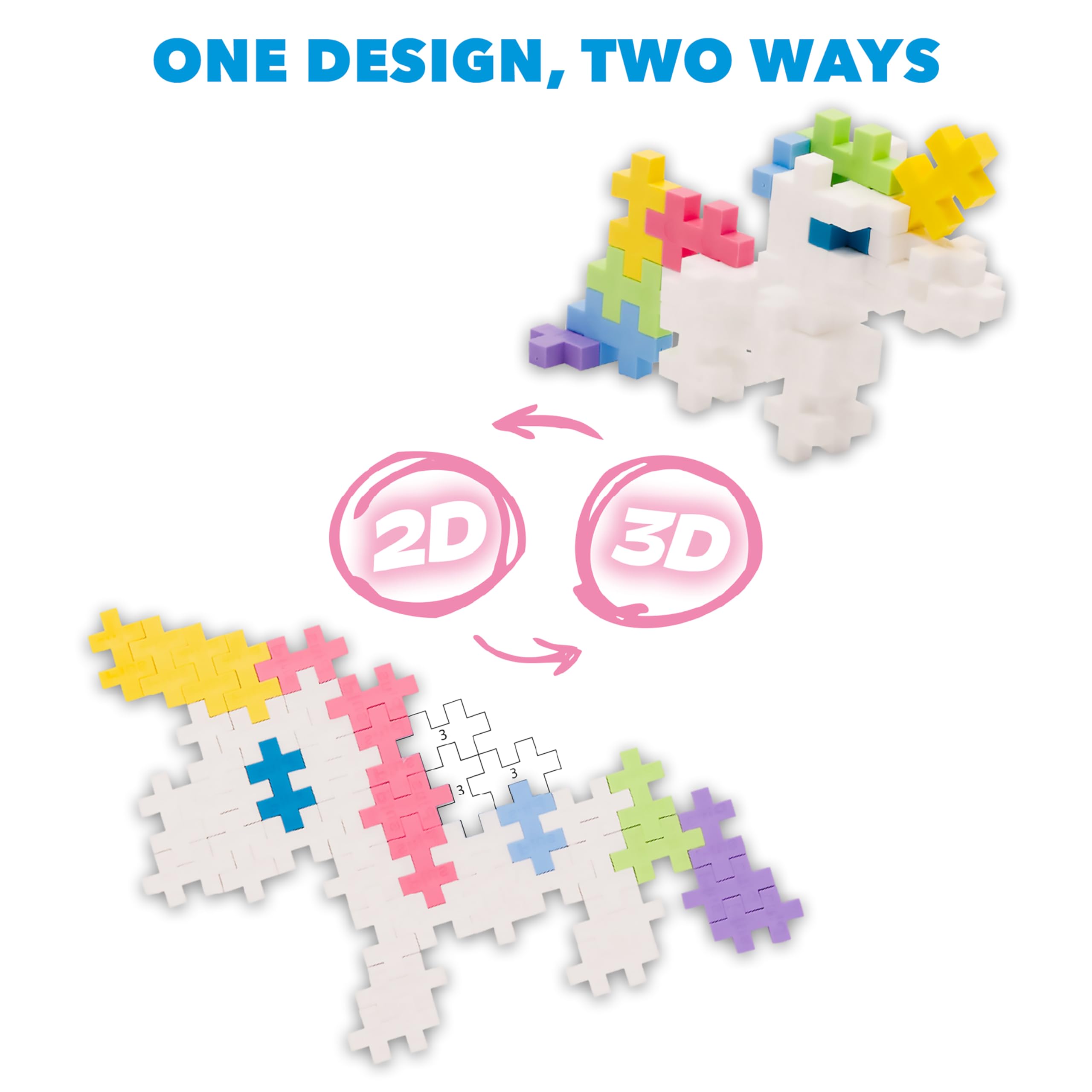 PLUS PLUS Puzzle by Number Activity Pad - 125-Piece Travel Building Set for Kids 5+ 7
